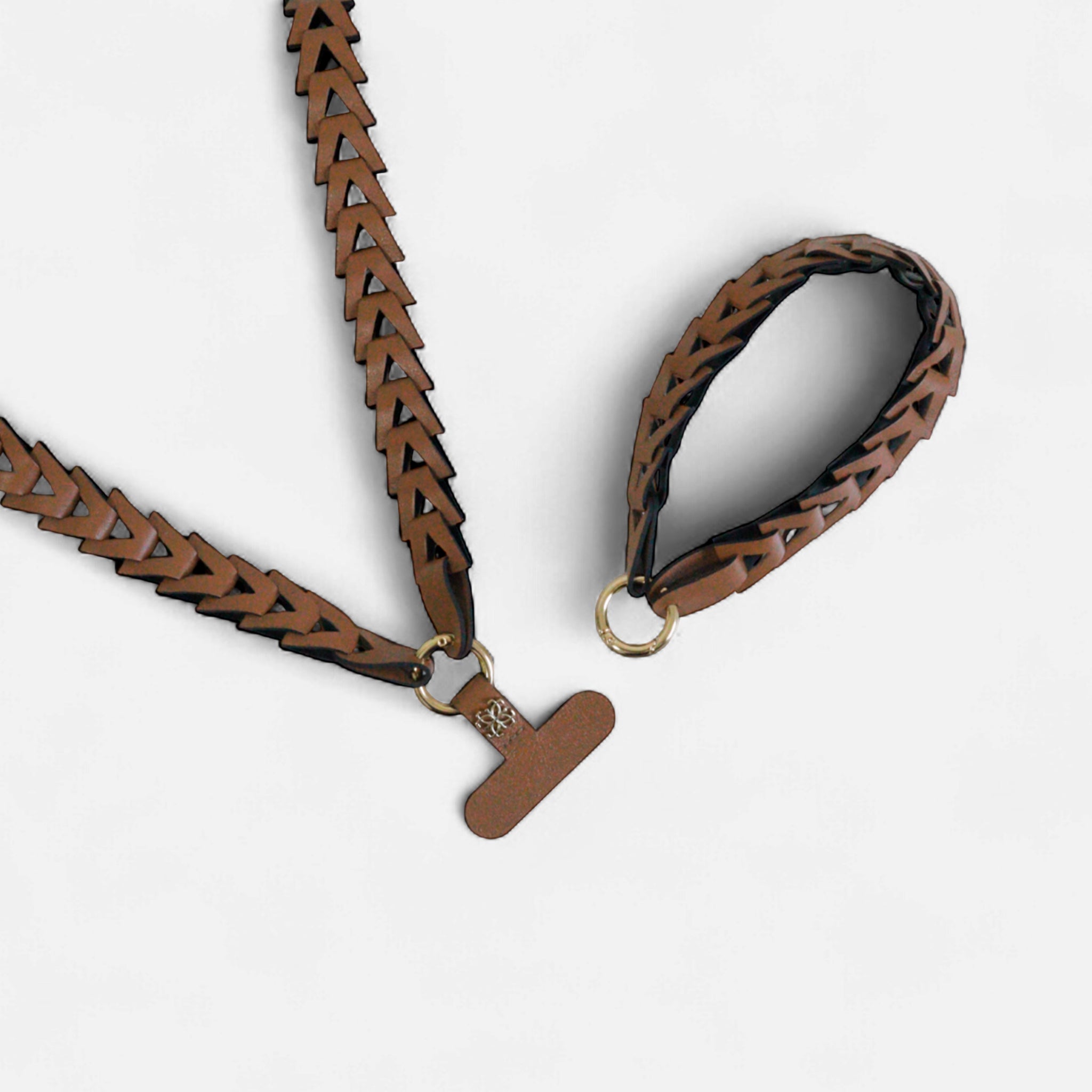 Phone Strap em Couro Carmel
