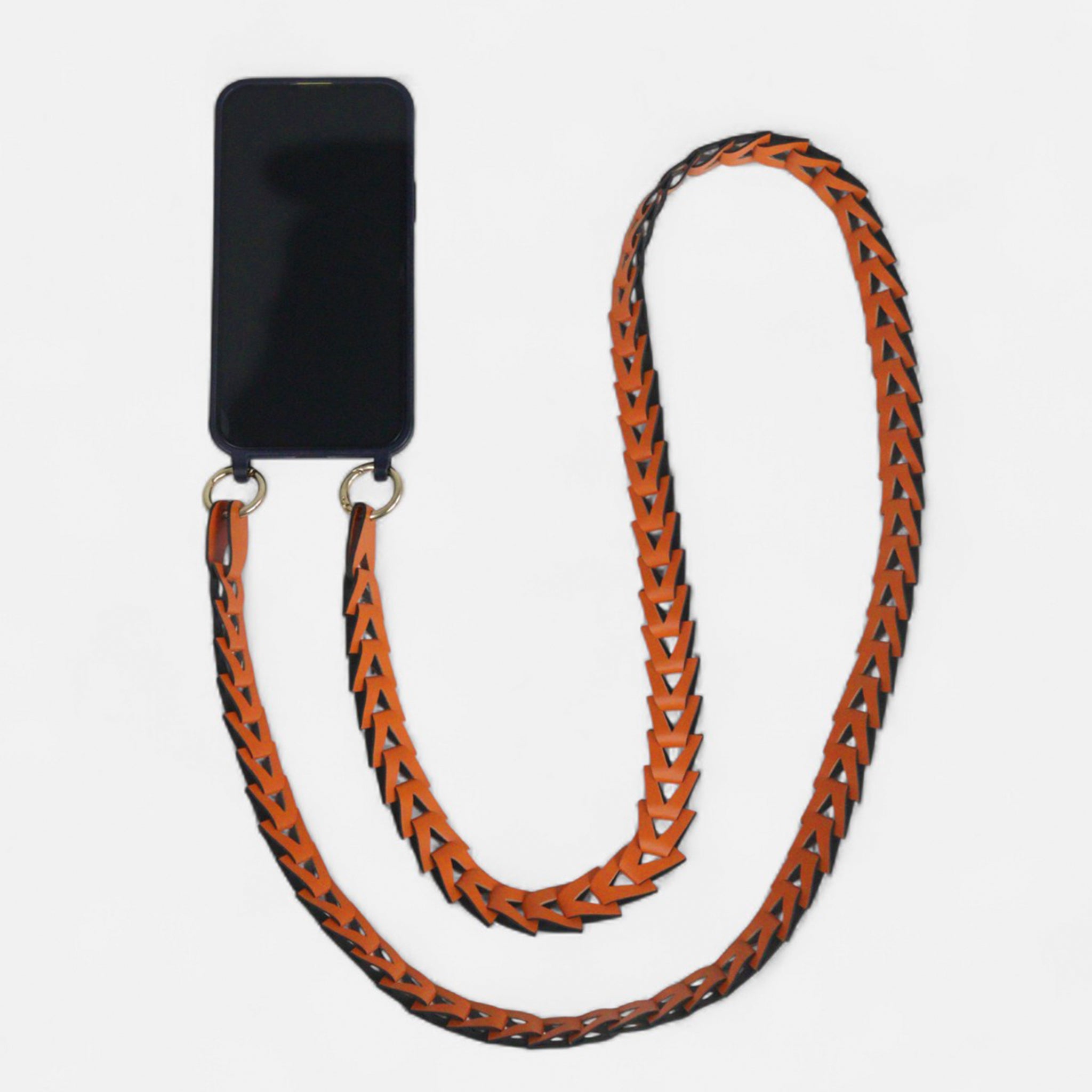 Phone Strap em Couro Laranja