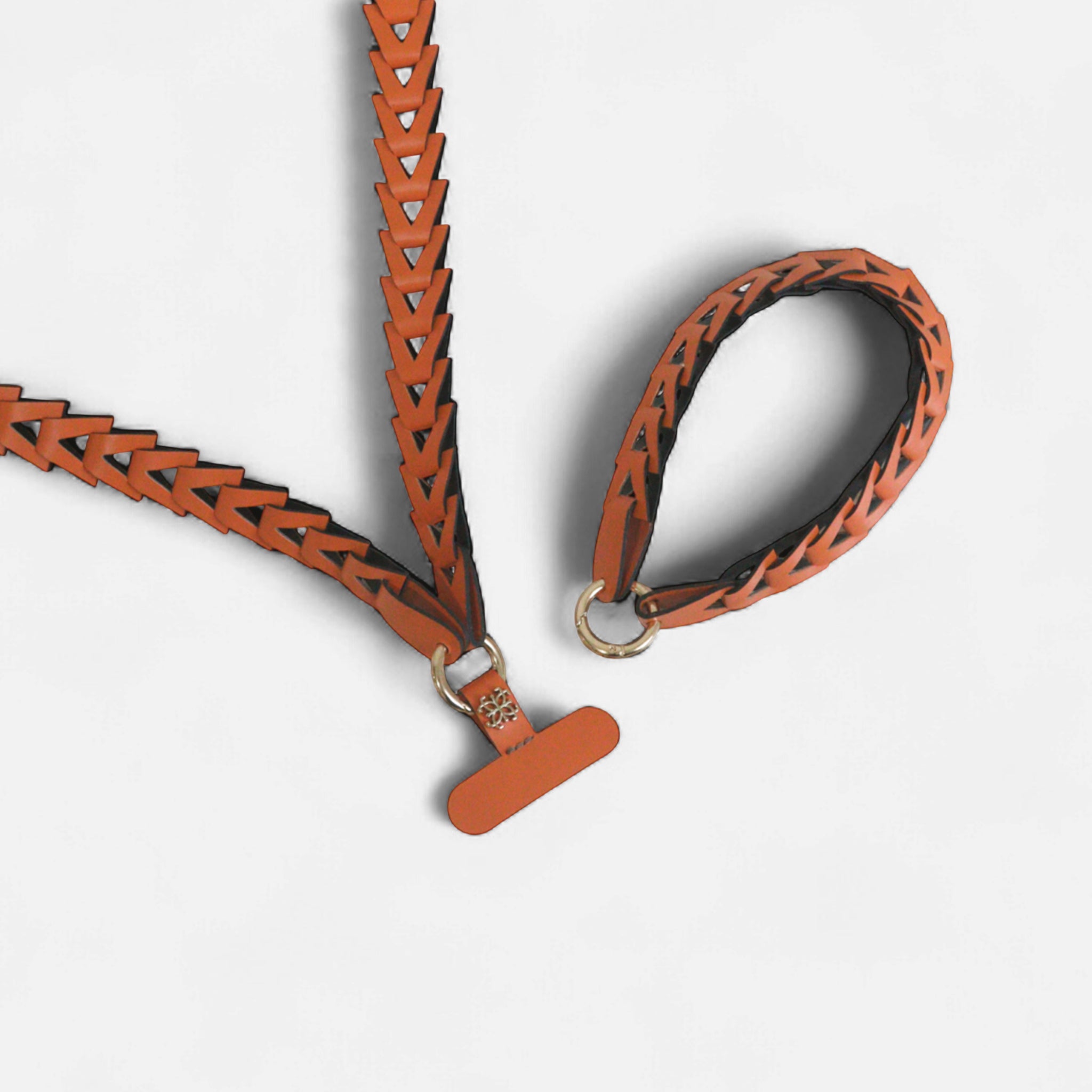 Phone Strap em Couro Laranja