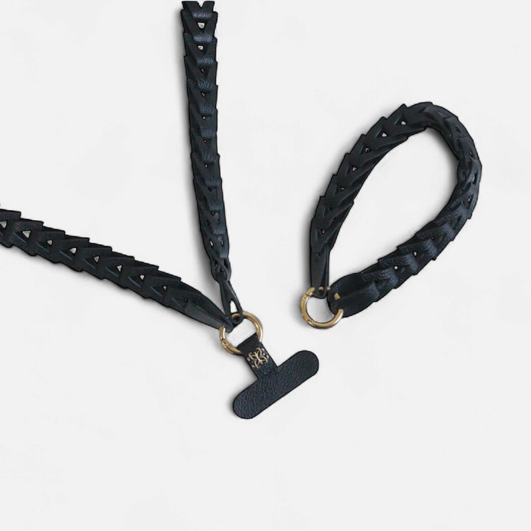 Phone Strap em Couro Preto