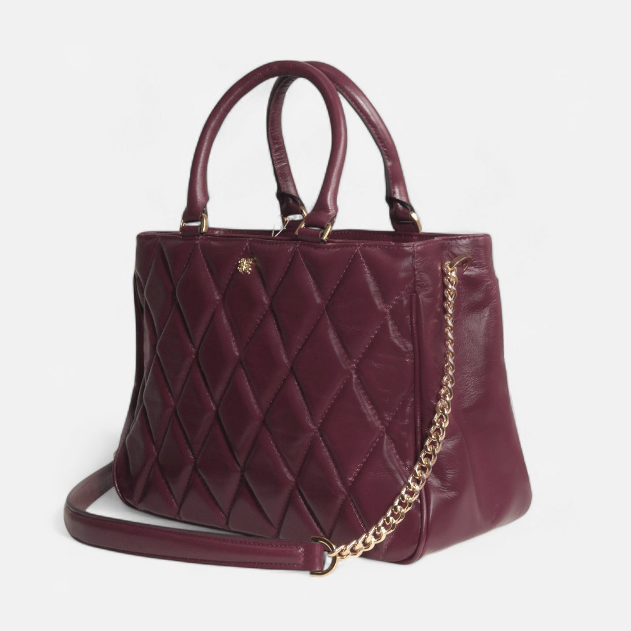 Bolsa Antonia em Couro Cabernet