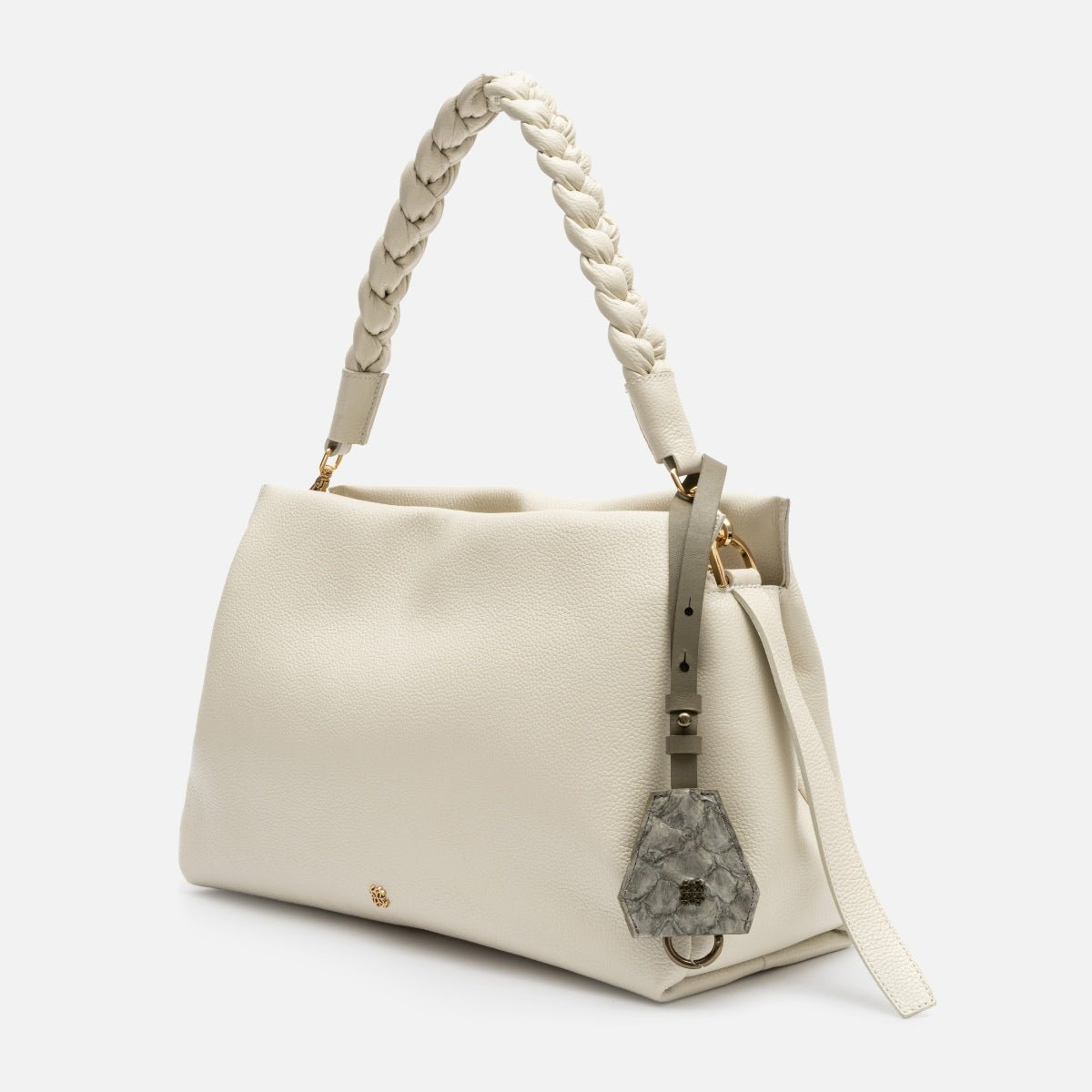 Bag Charm Multifuncional em Couro Pirarucu Cinza - Balaia