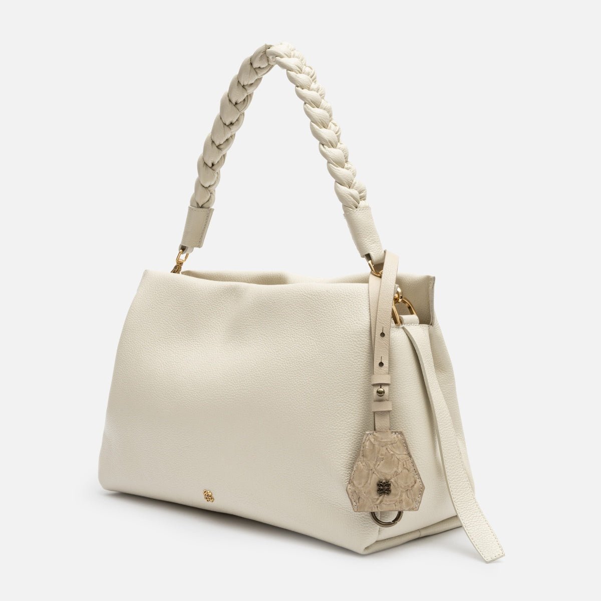 Bag Charm Multifuncional em Couro Pirarucu Off White - Balaia