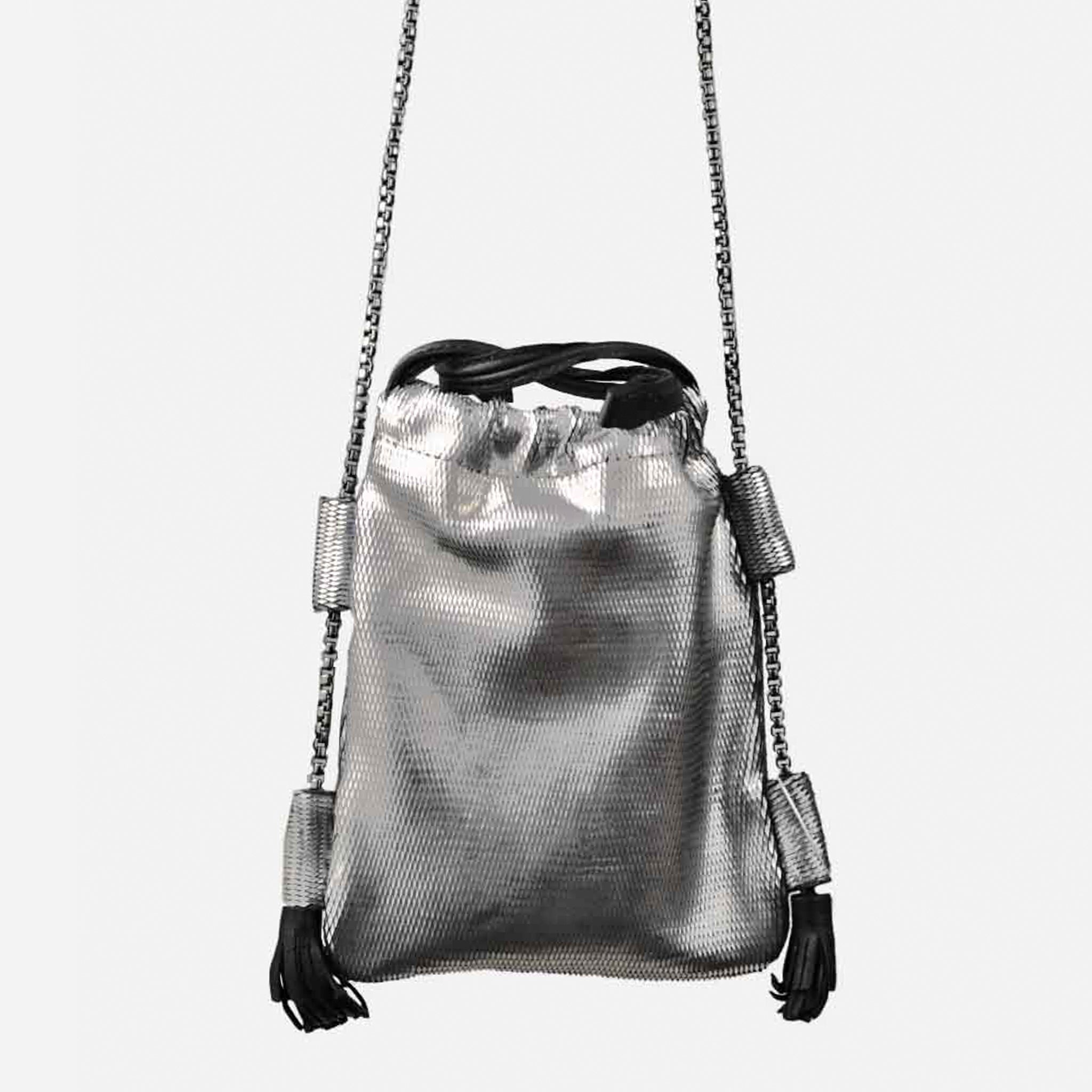 Bagphone em Couro Textura Prata