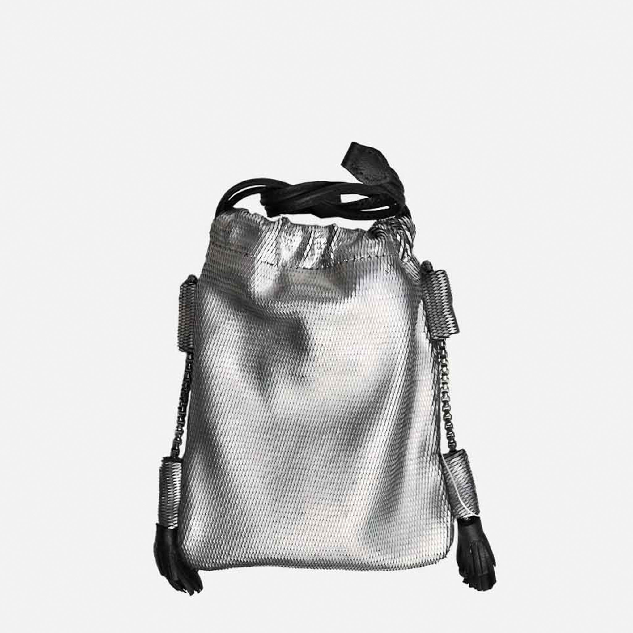 Bagphone em Couro Textura Prata