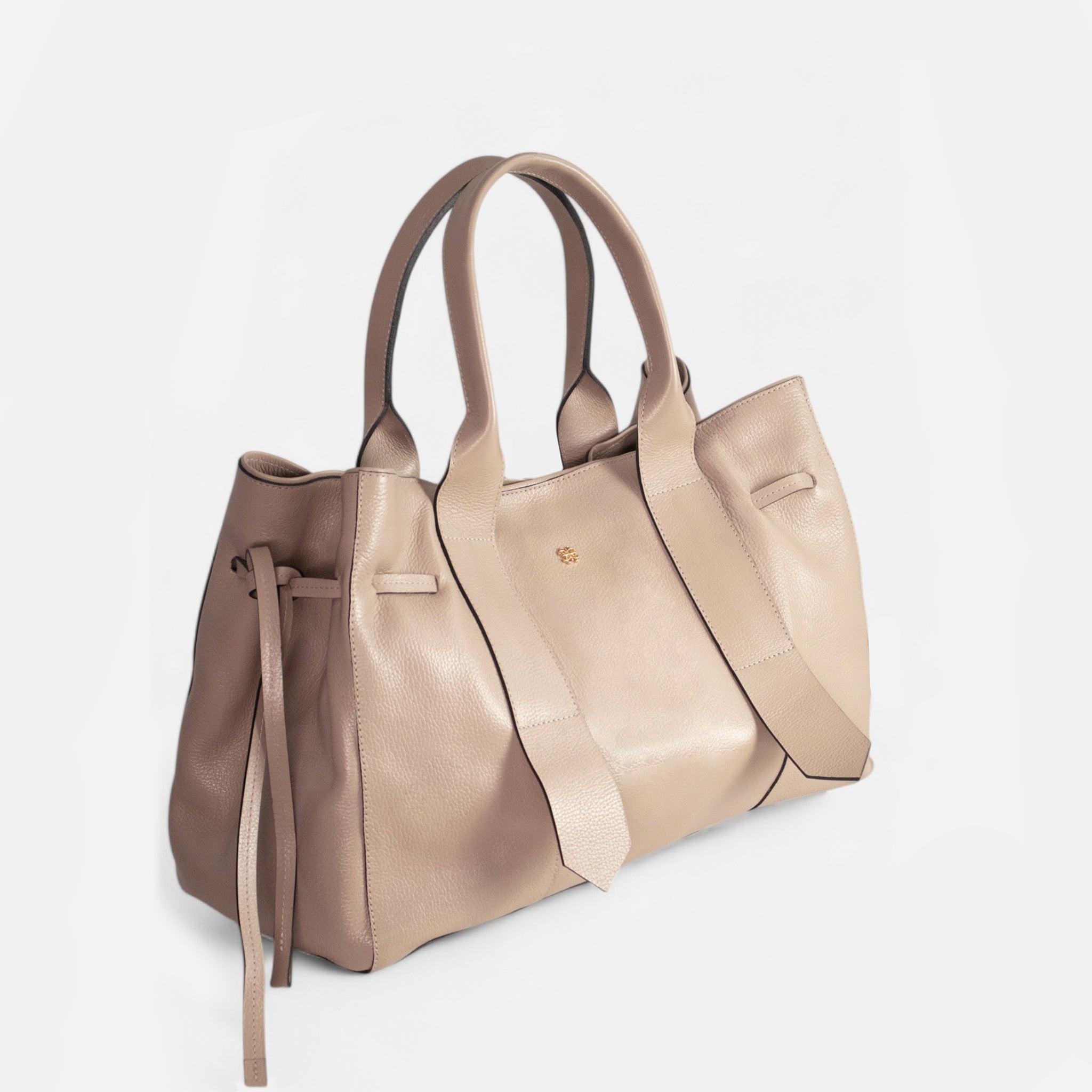 Bolsa Bianca com forro em Couro Bege