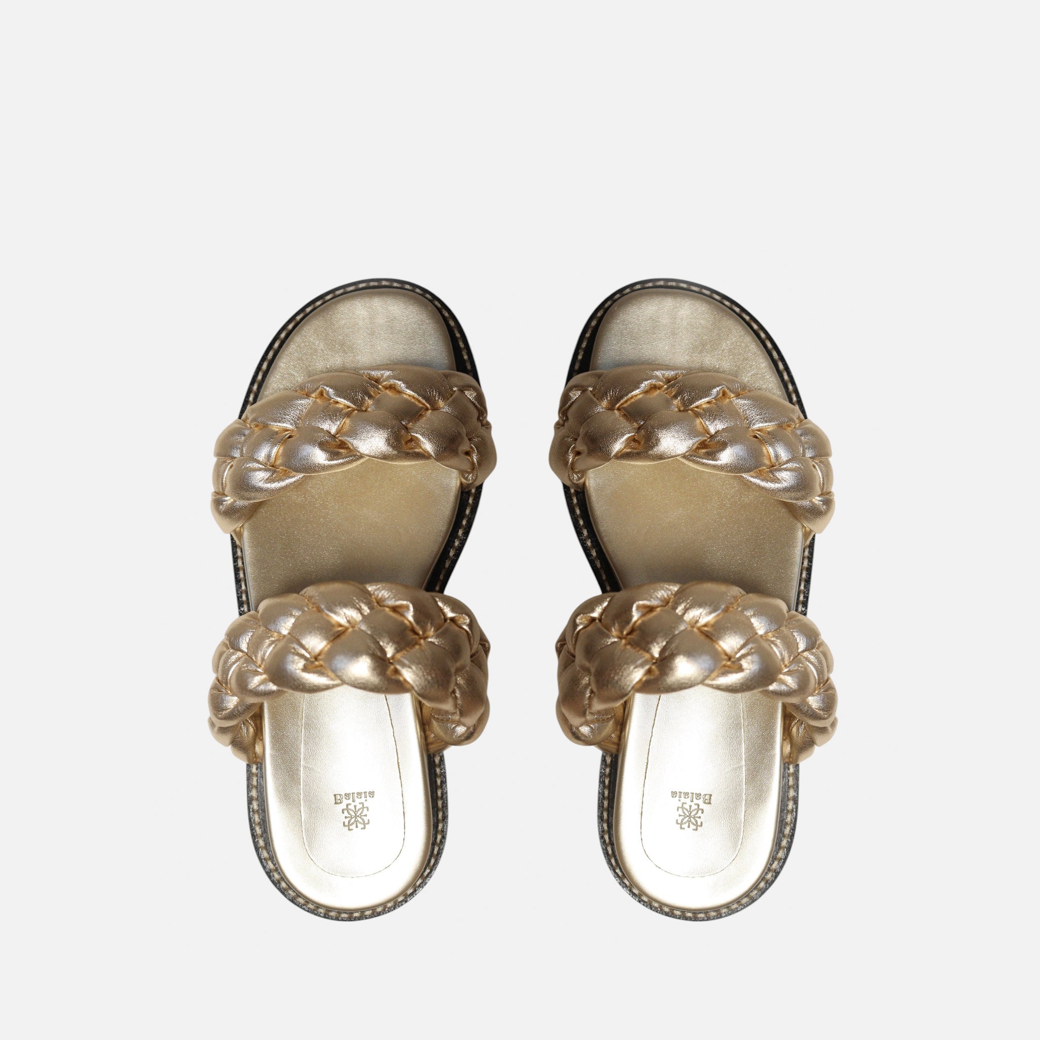 Birken Tranças Pillow em Couro Ouro Light - Balaia