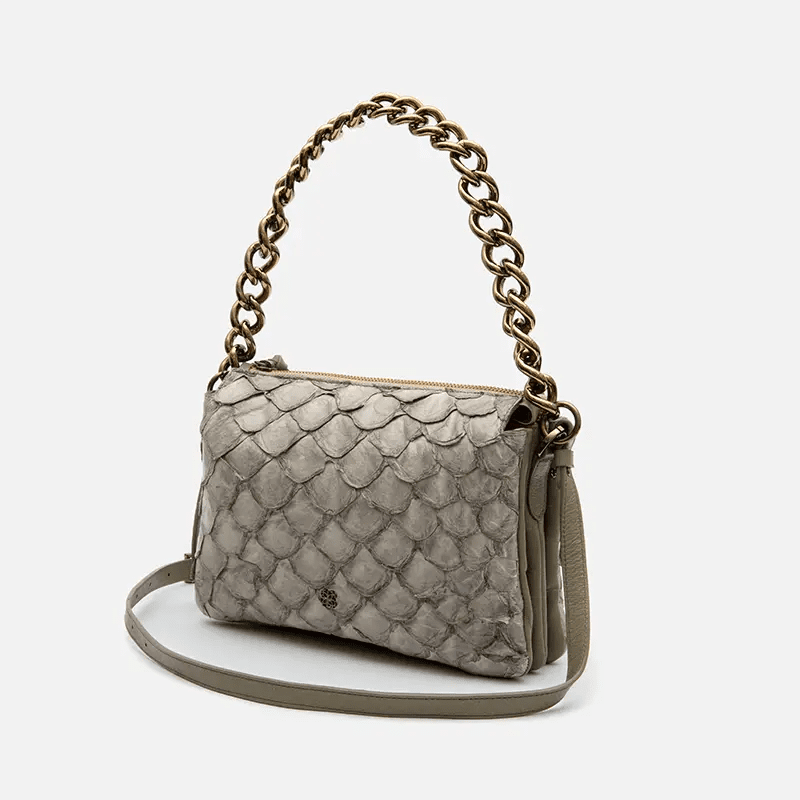 Bolsa Giulia em Couro Pirarucu Cinza - Balaia