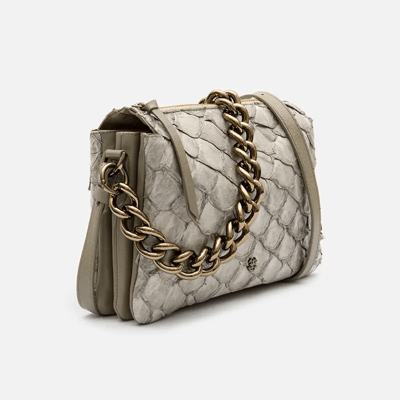 Bolsa Giulia em Couro Pirarucu Cinza - Balaia
