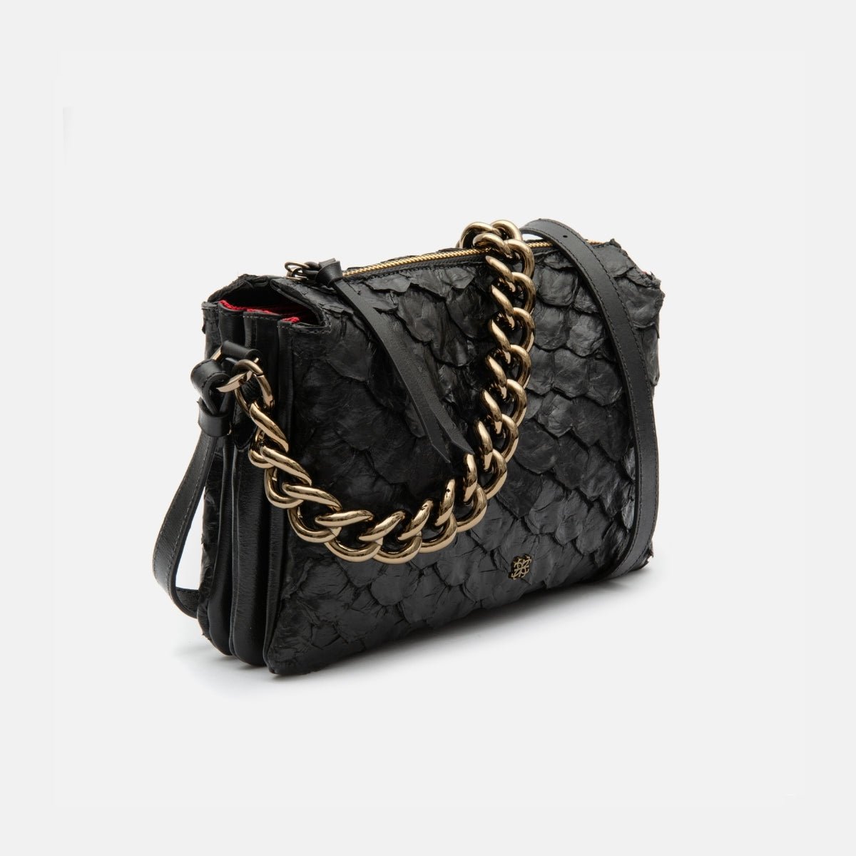 Bolsa Giulia em Couro Pirarucu Preto - Balaia