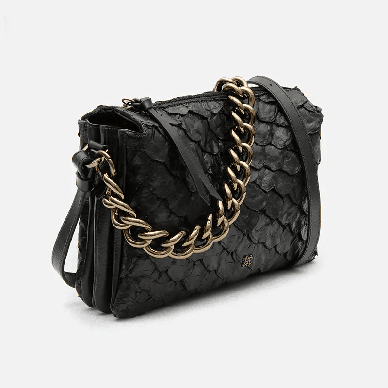 Bolsa Giulia em Couro Pirarucu Preto - Balaia