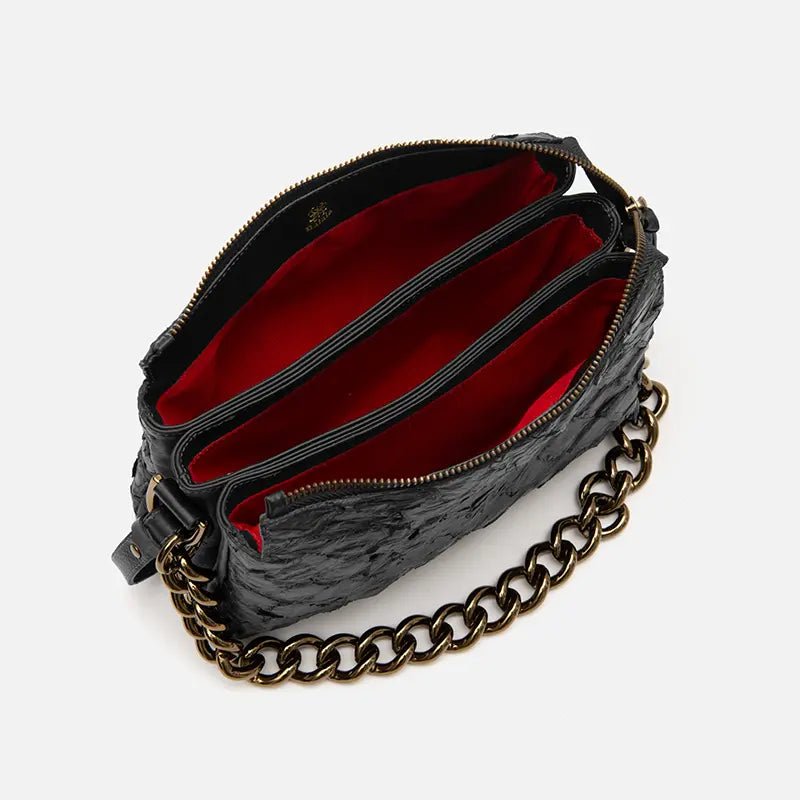 Bolsa Giulia em Couro Pirarucu Preto - Balaia