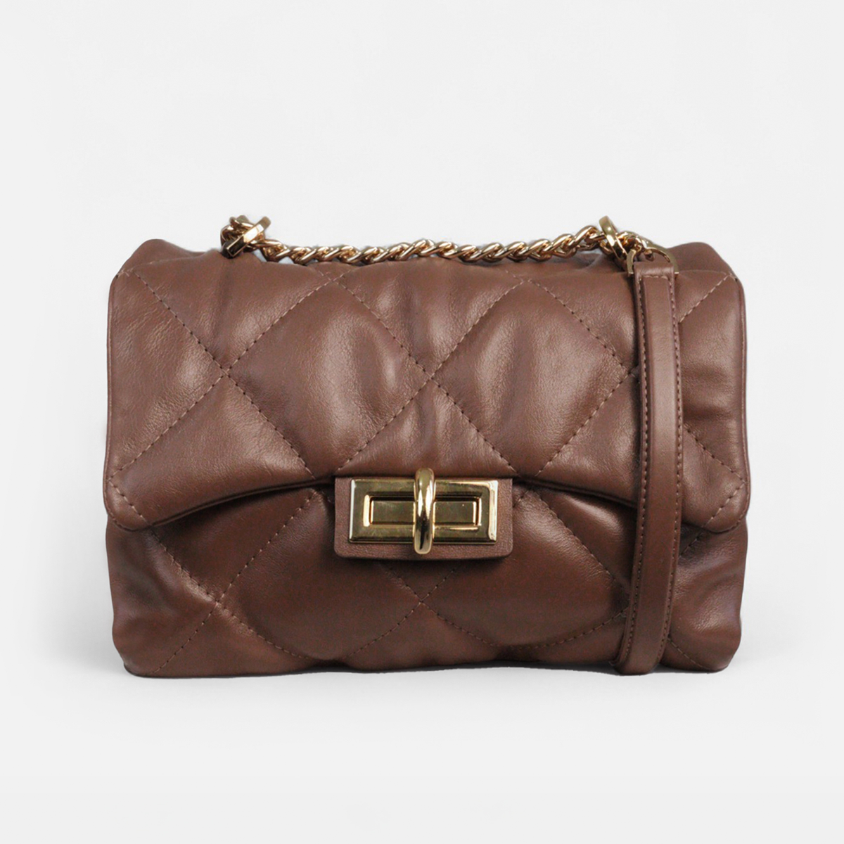 Bolsa Iza em Couro Cappuccino