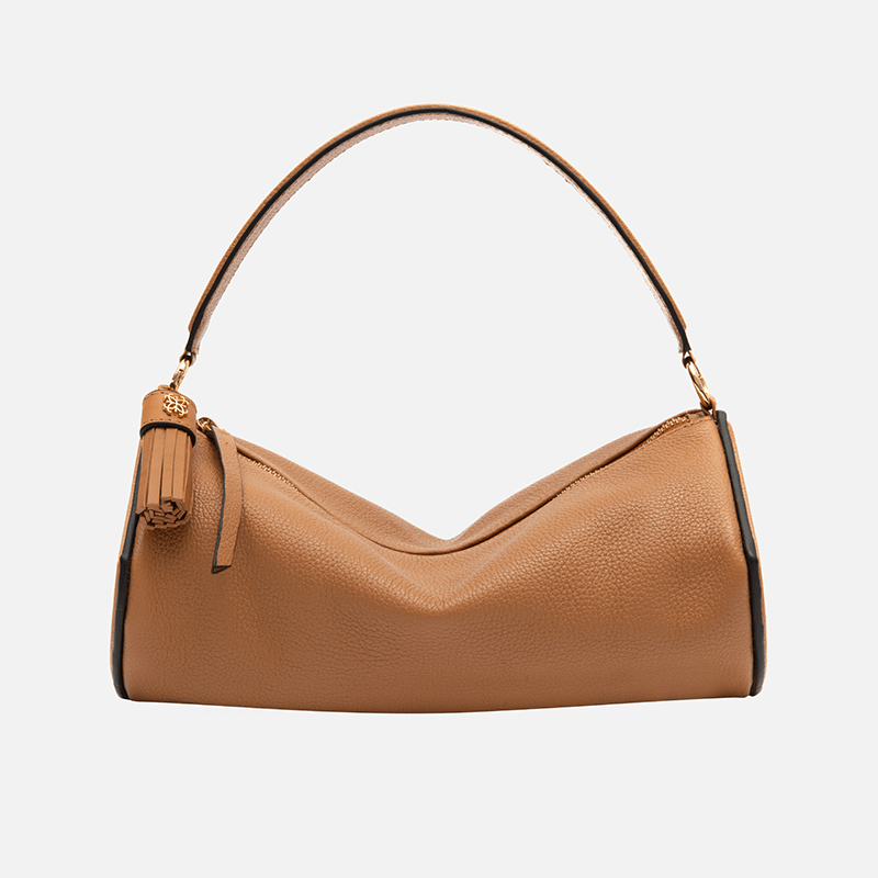 Bolsa Jade Cilíndrica em Couro Carmel - Balaia