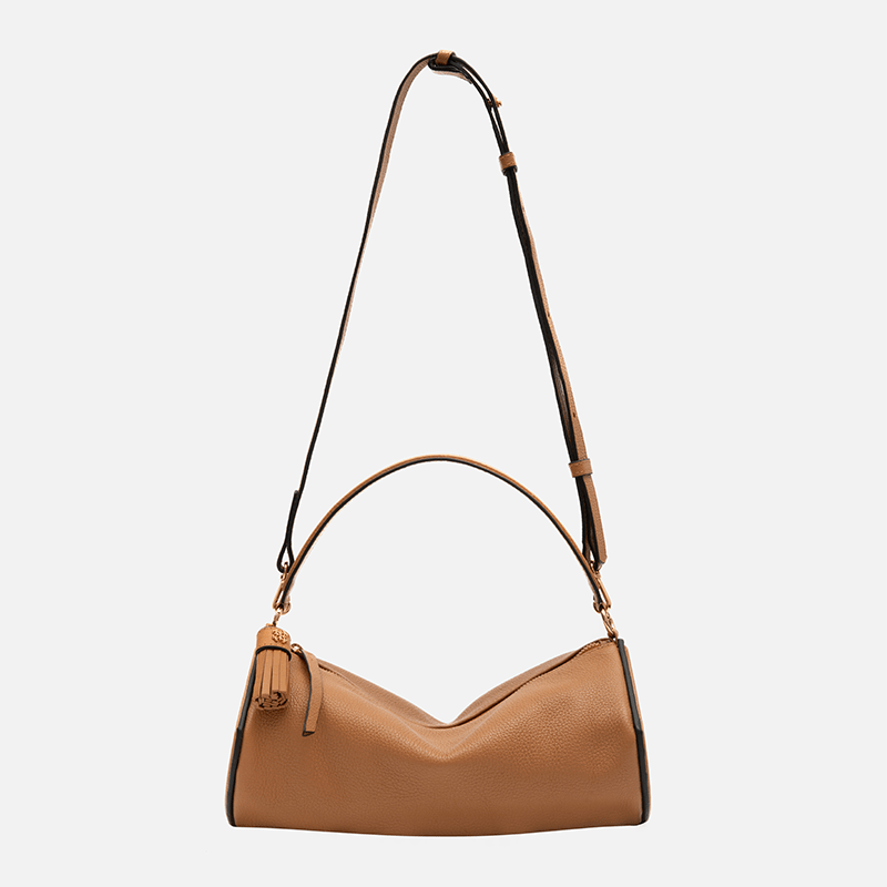 Bolsa Jade Cilíndrica em Couro Carmel - Balaia