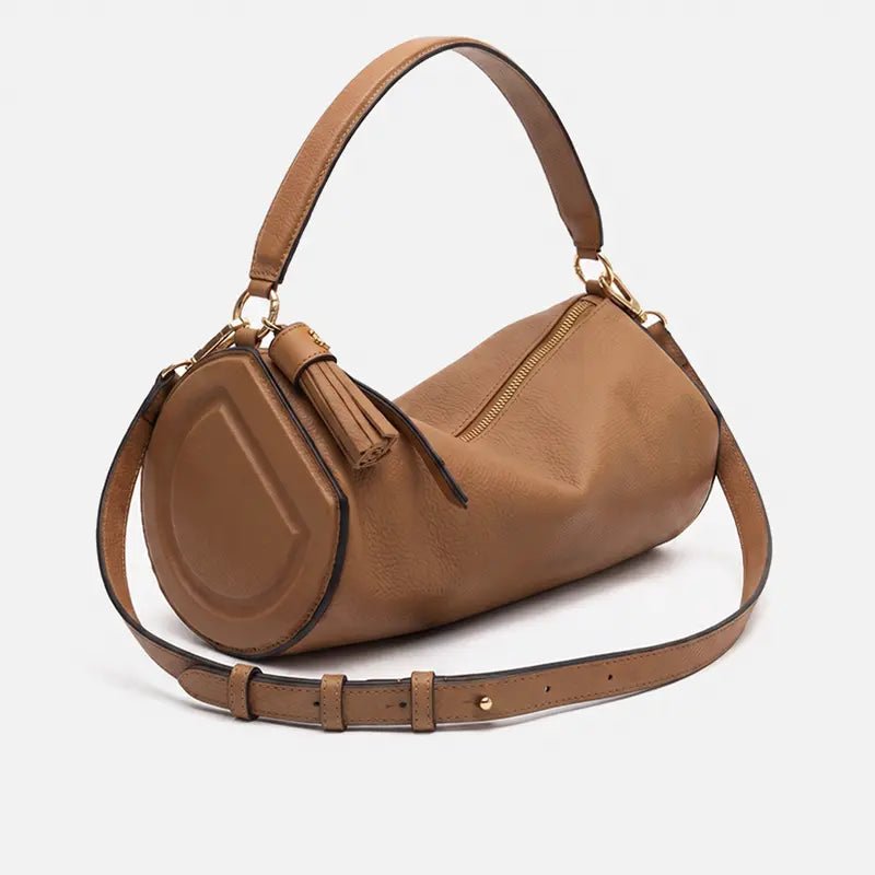 Bolsa Jade Cilíndrica em Couro Carmel - Balaia