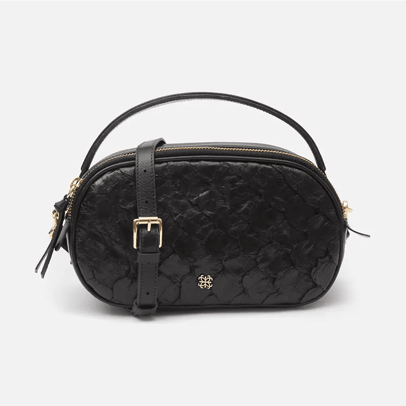 Bolsa Lívia em Couro Pirarucu Preto - Balaia