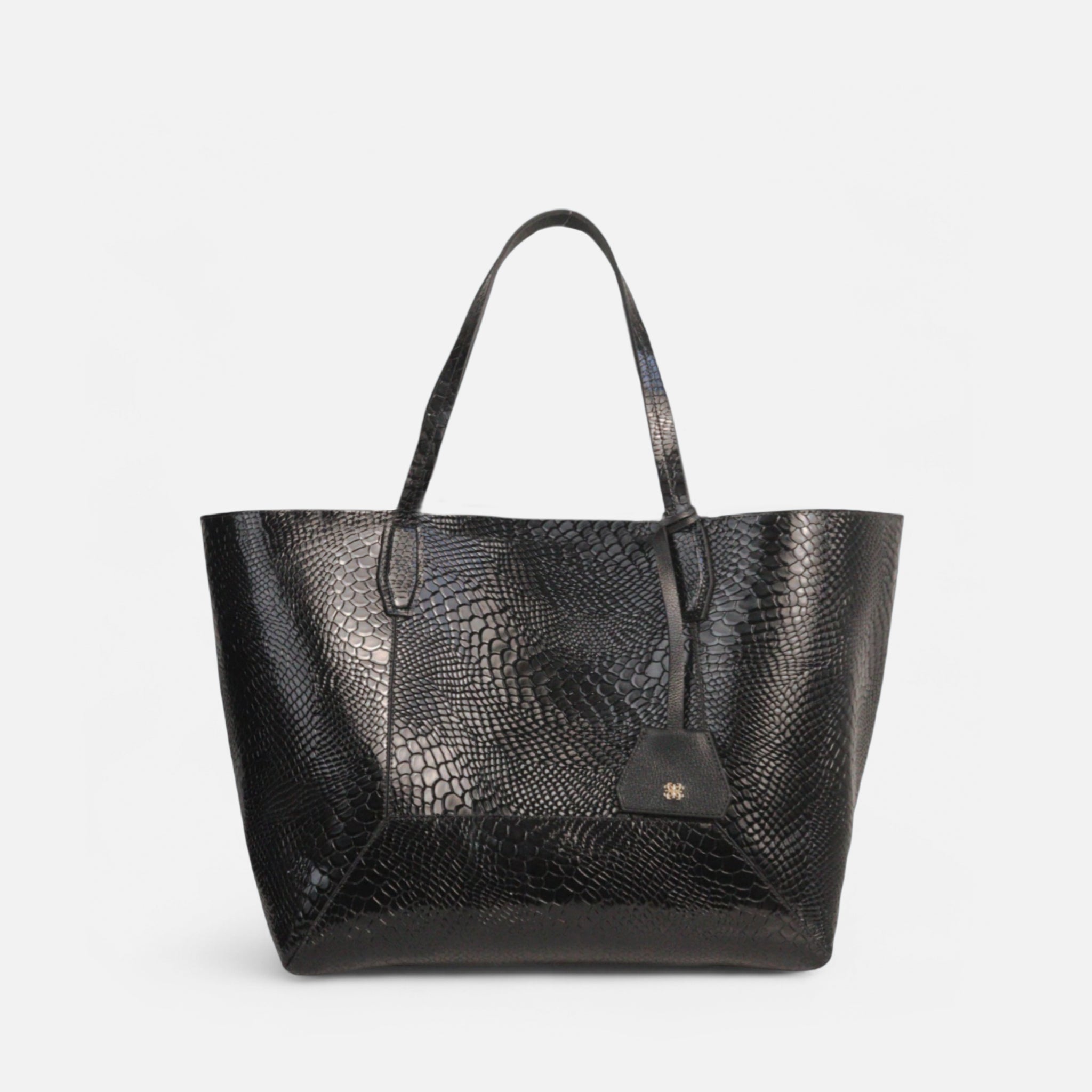 Bolsa Nanda G em Couro Croco Preto - Balaia