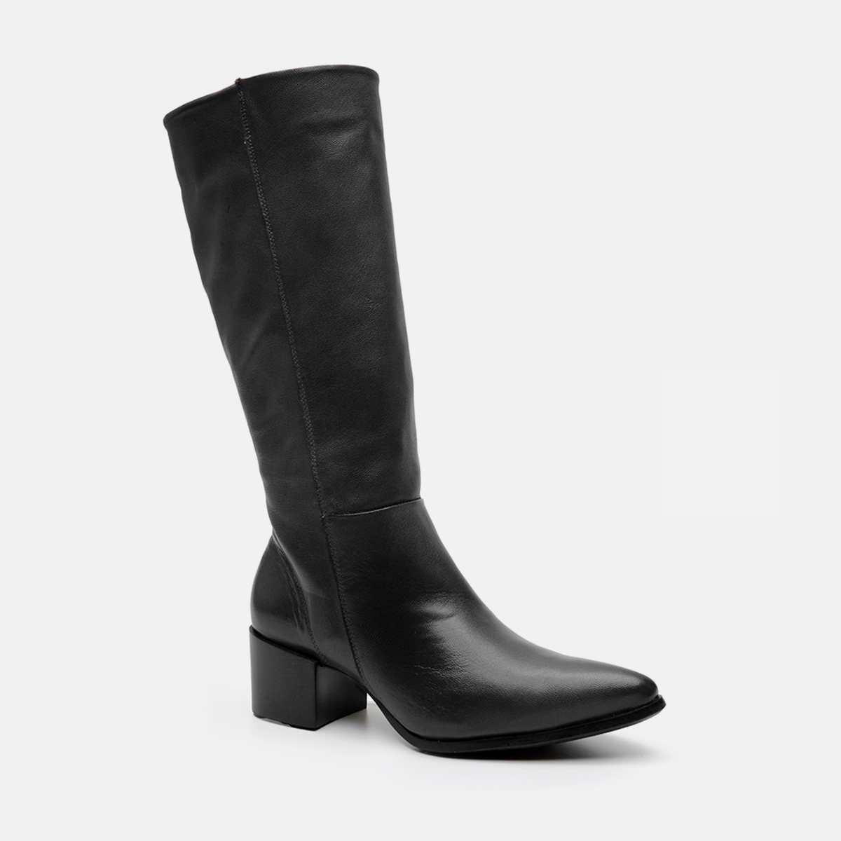 Bota cano alto couro preto