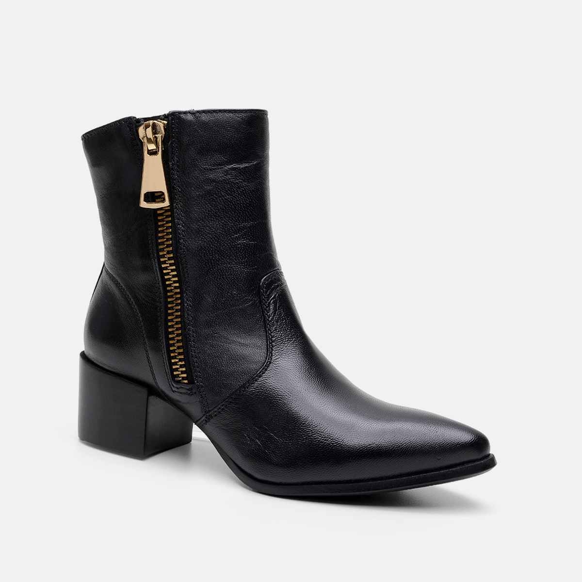 Bota com zíper couro preto - Balaia