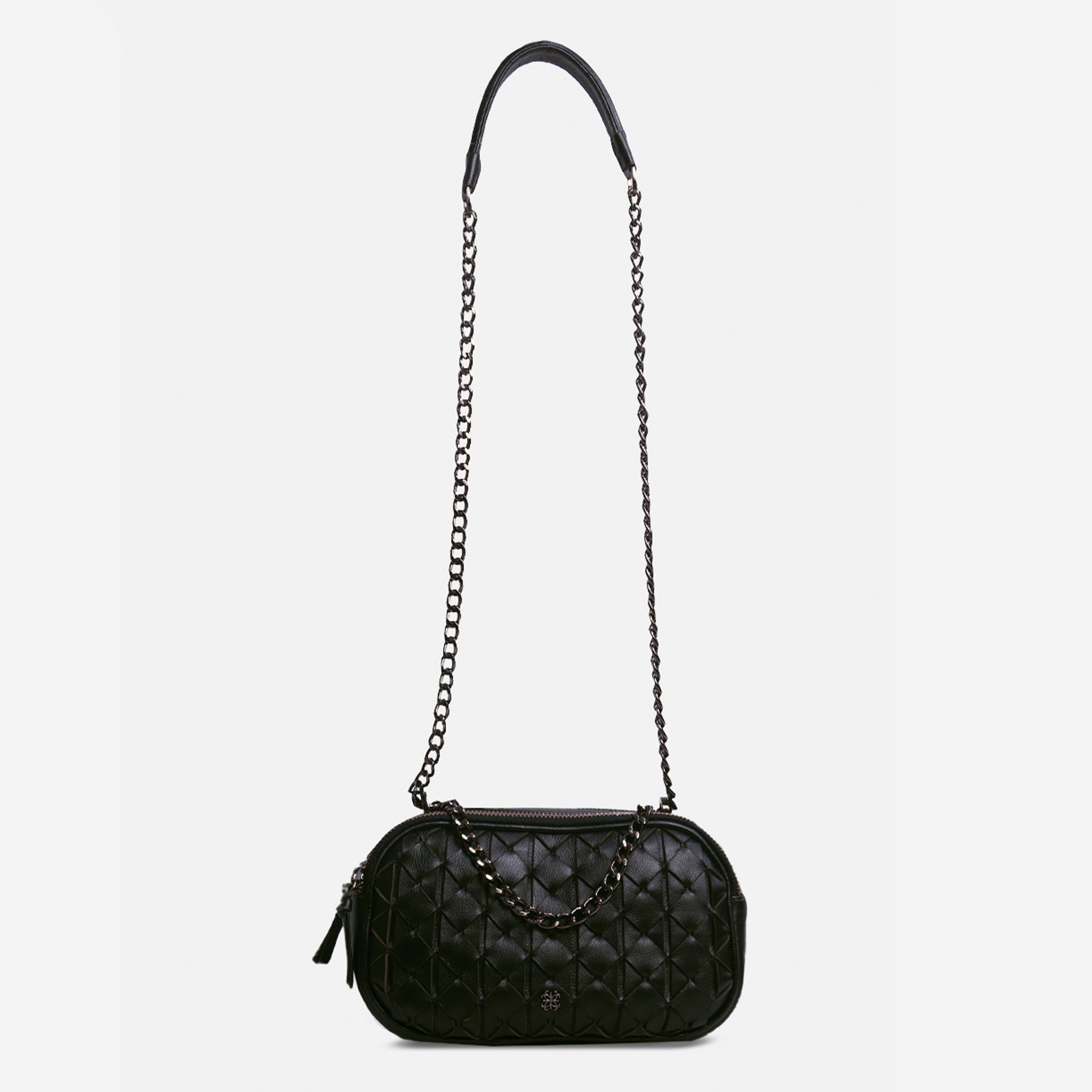 Bolsa Duda em Couro Preto