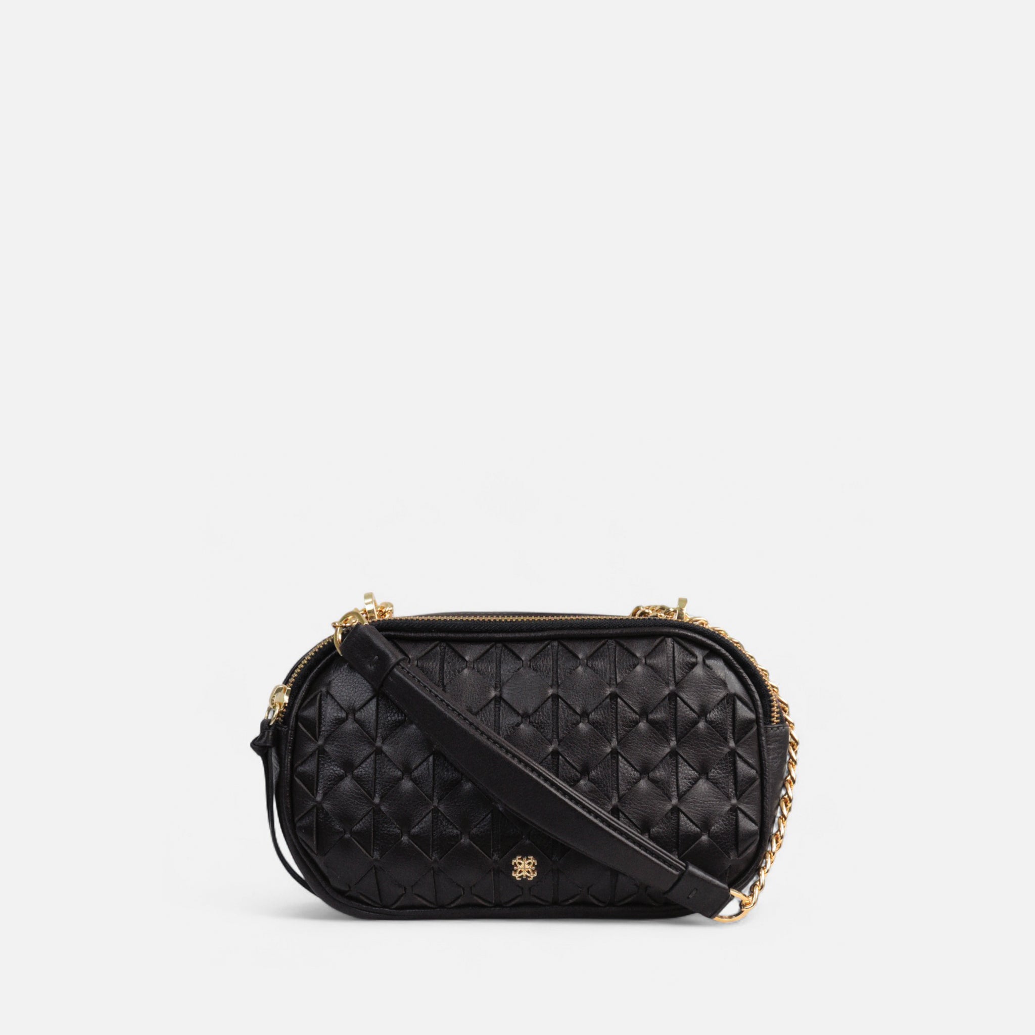 Bolsa Duda em Couro Preto
