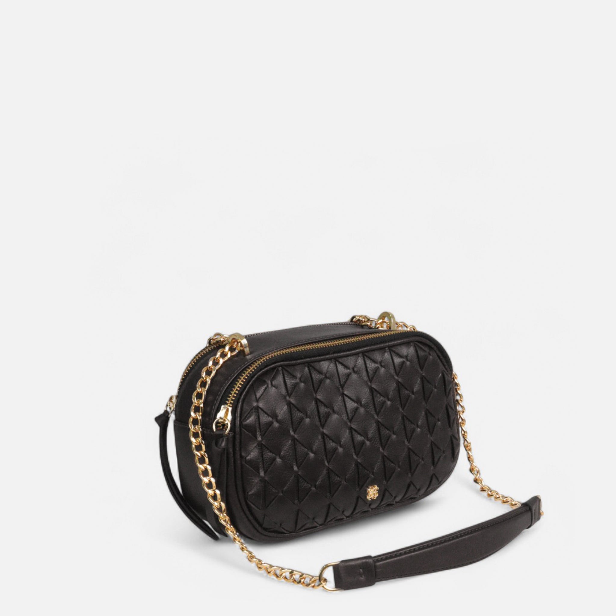 Bolsa Duda em Couro Preto