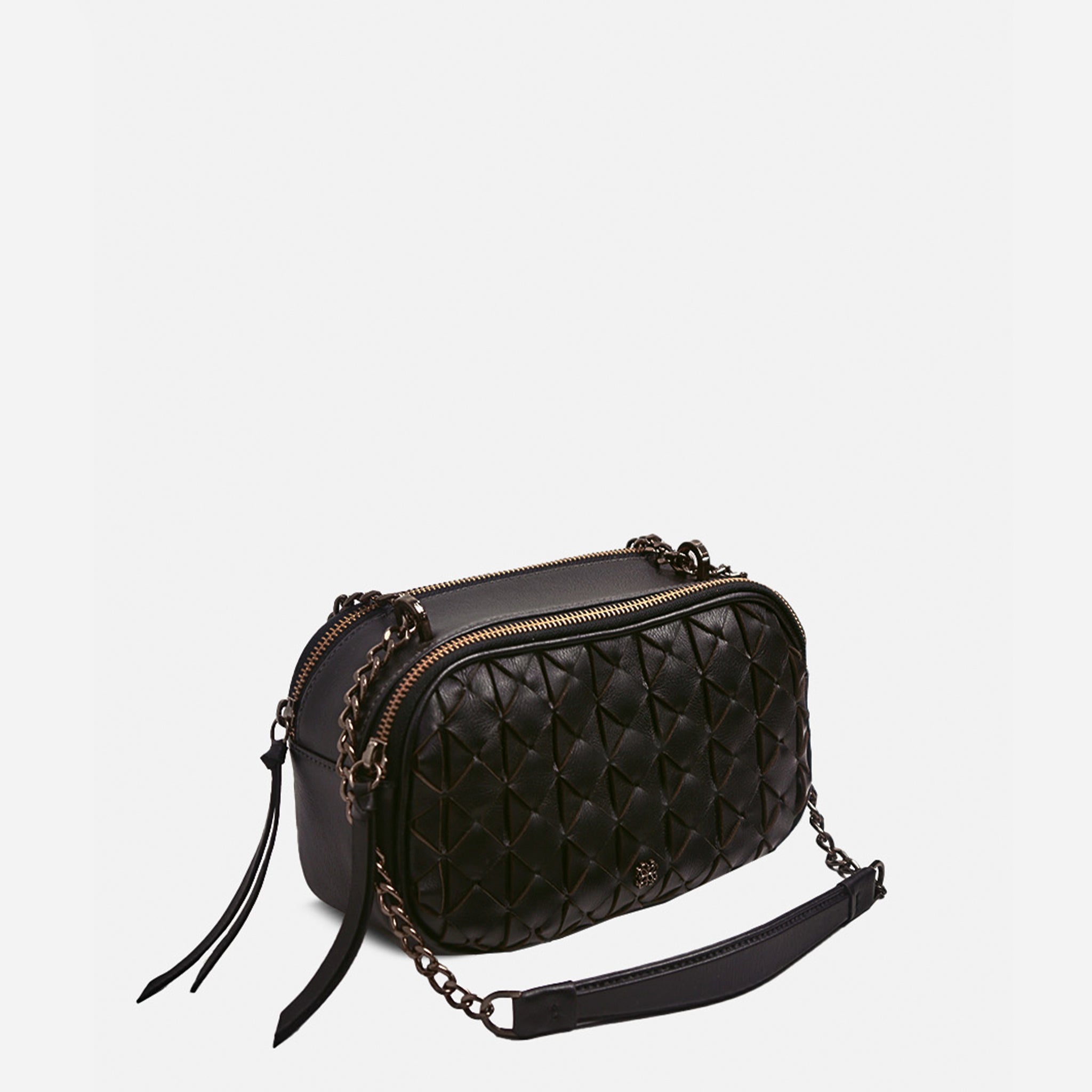 Bolsa Duda em Couro Preto