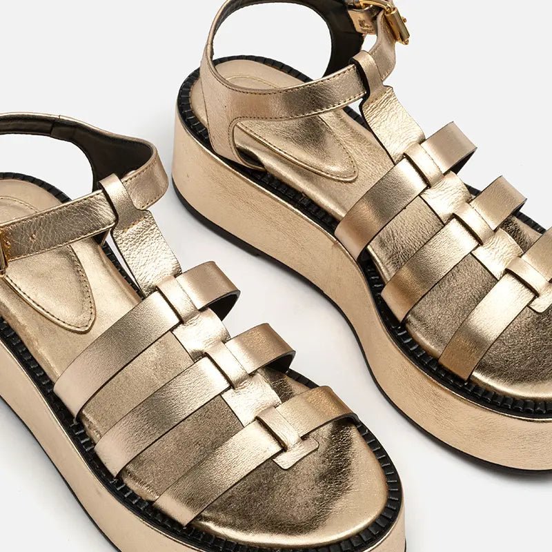 Flatform Fisherman em Couro Ouro - Balaia