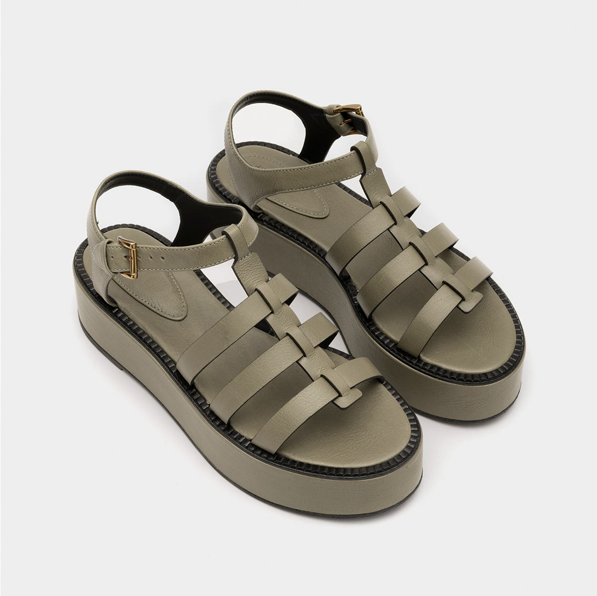 Flatform Fisherman em Couro Khaki