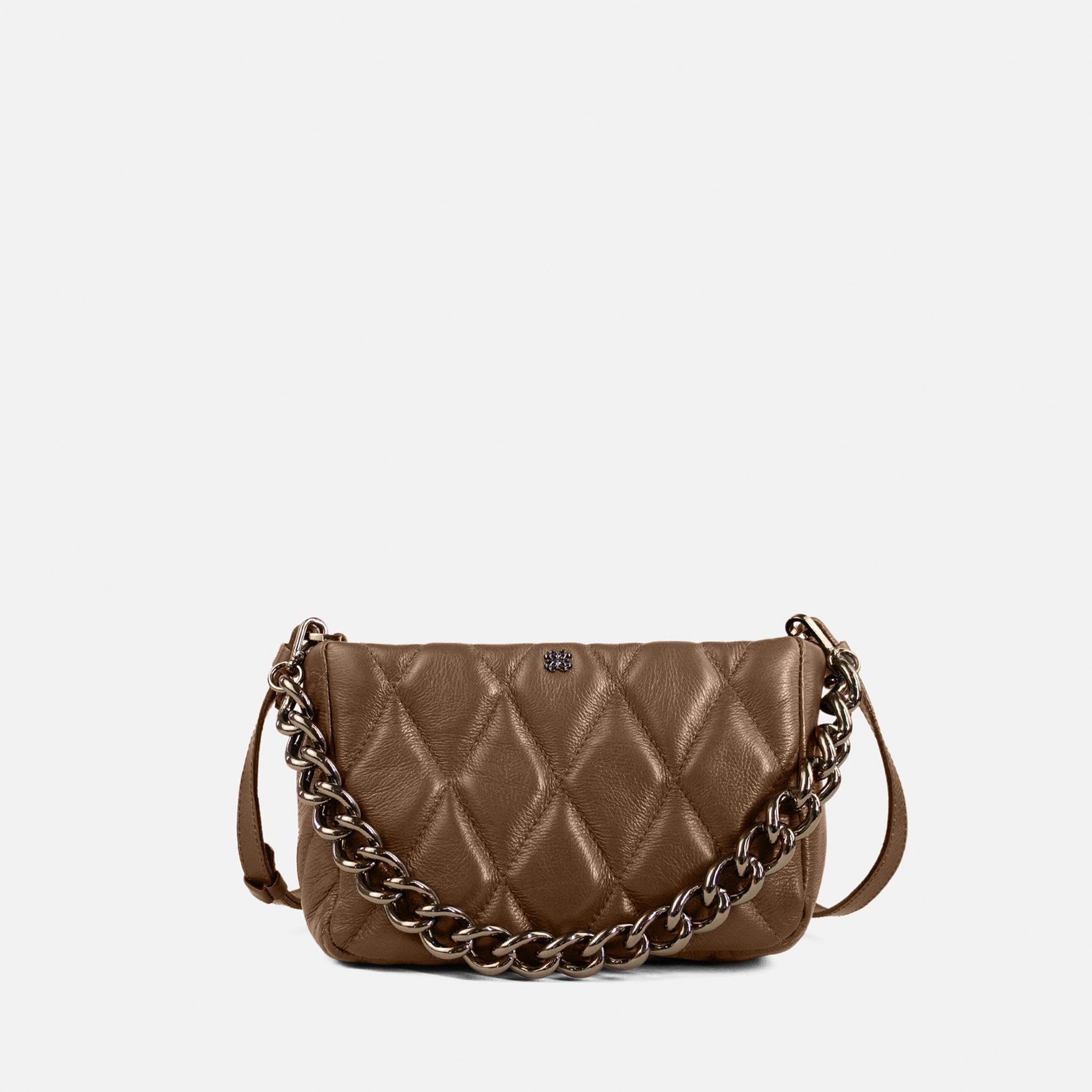 Bolsa Helô P em Couro Cappuccino