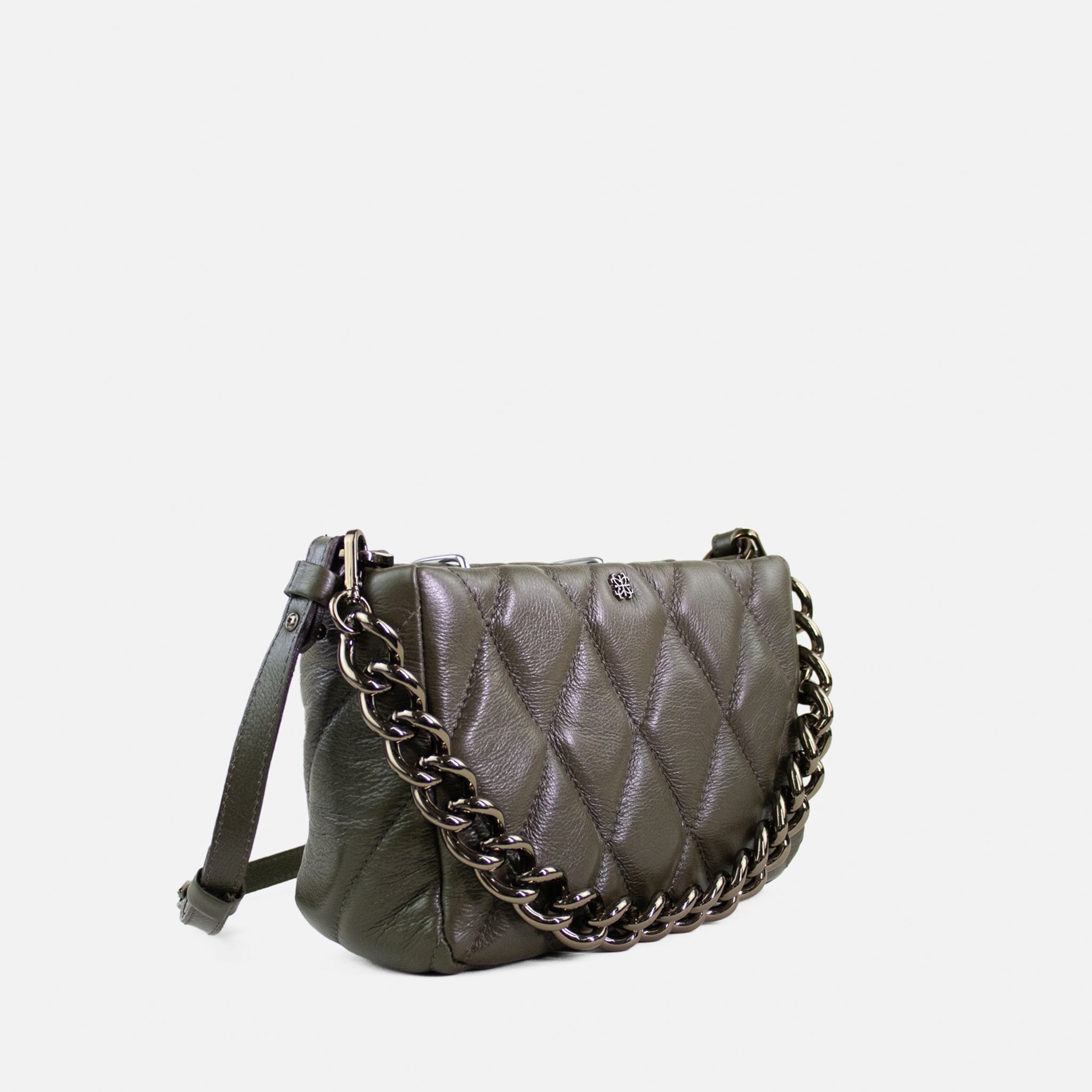 Bolsa Helô P em Couro Musgo