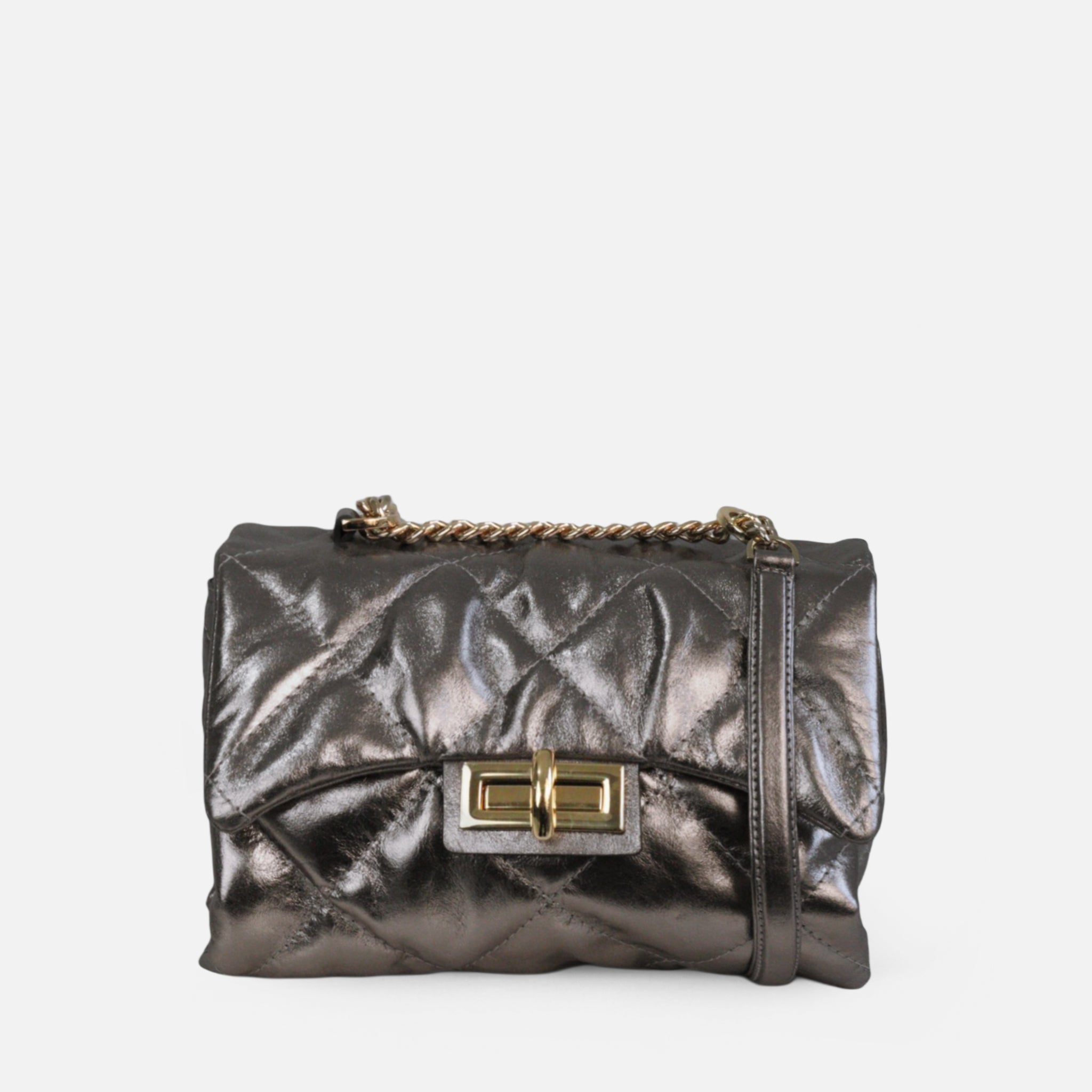 Bolsa Iza em Couro Ônix