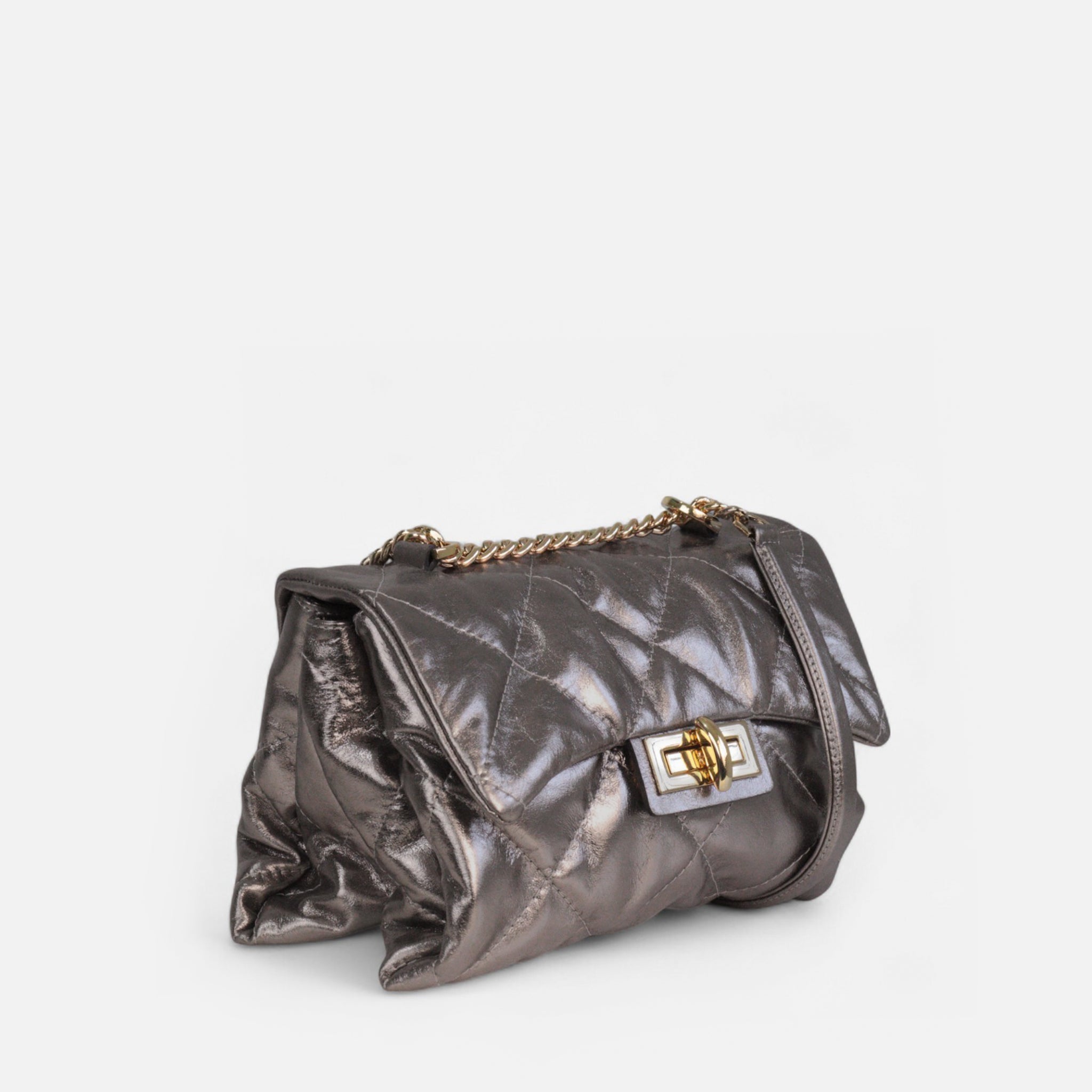 Bolsa Iza em Couro Ônix