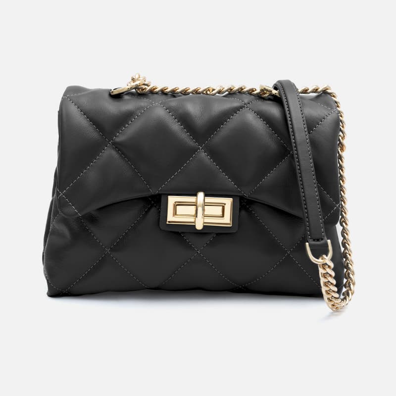 Bolsa Iza em Couro Preto