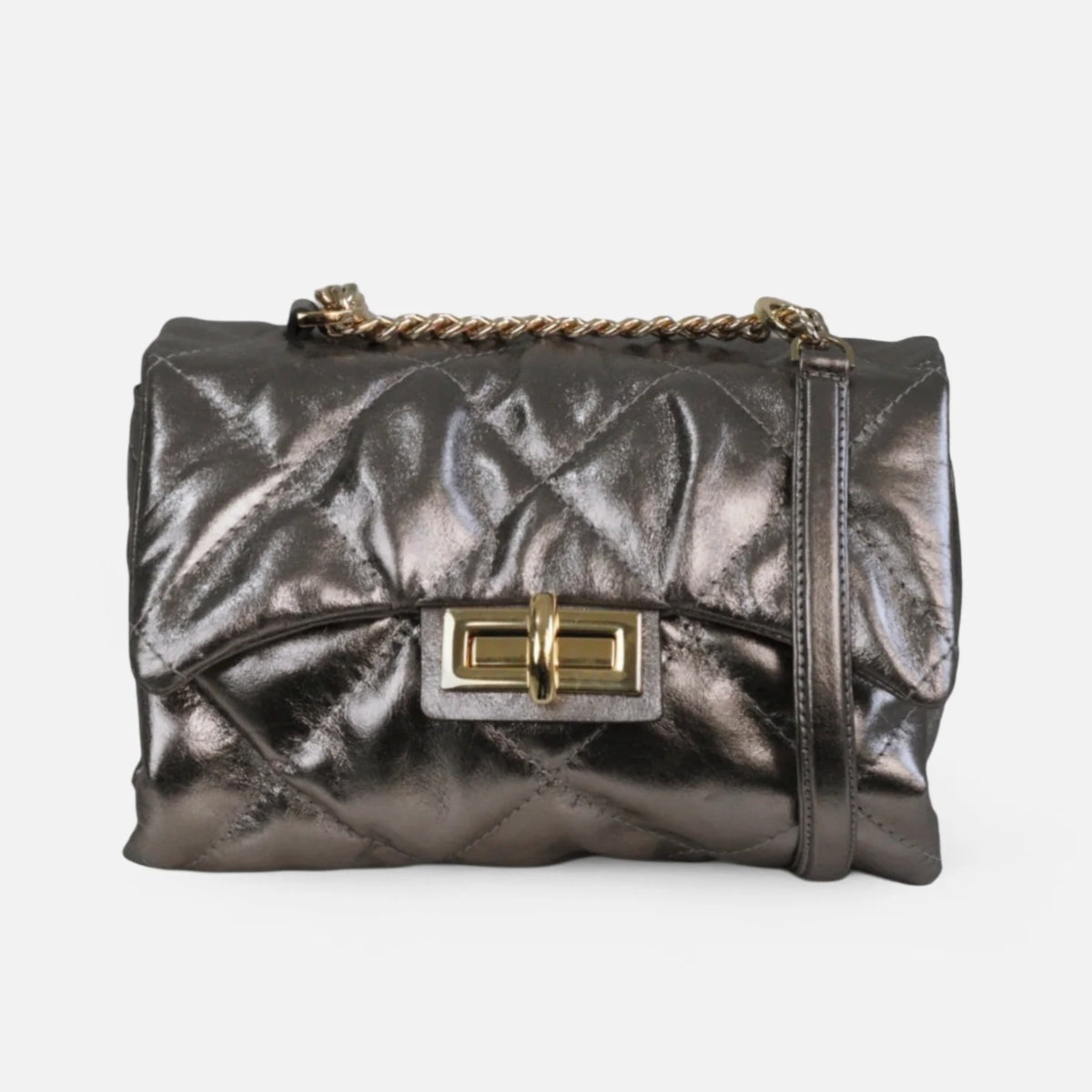 Bolsa Iza em Couro Ônix