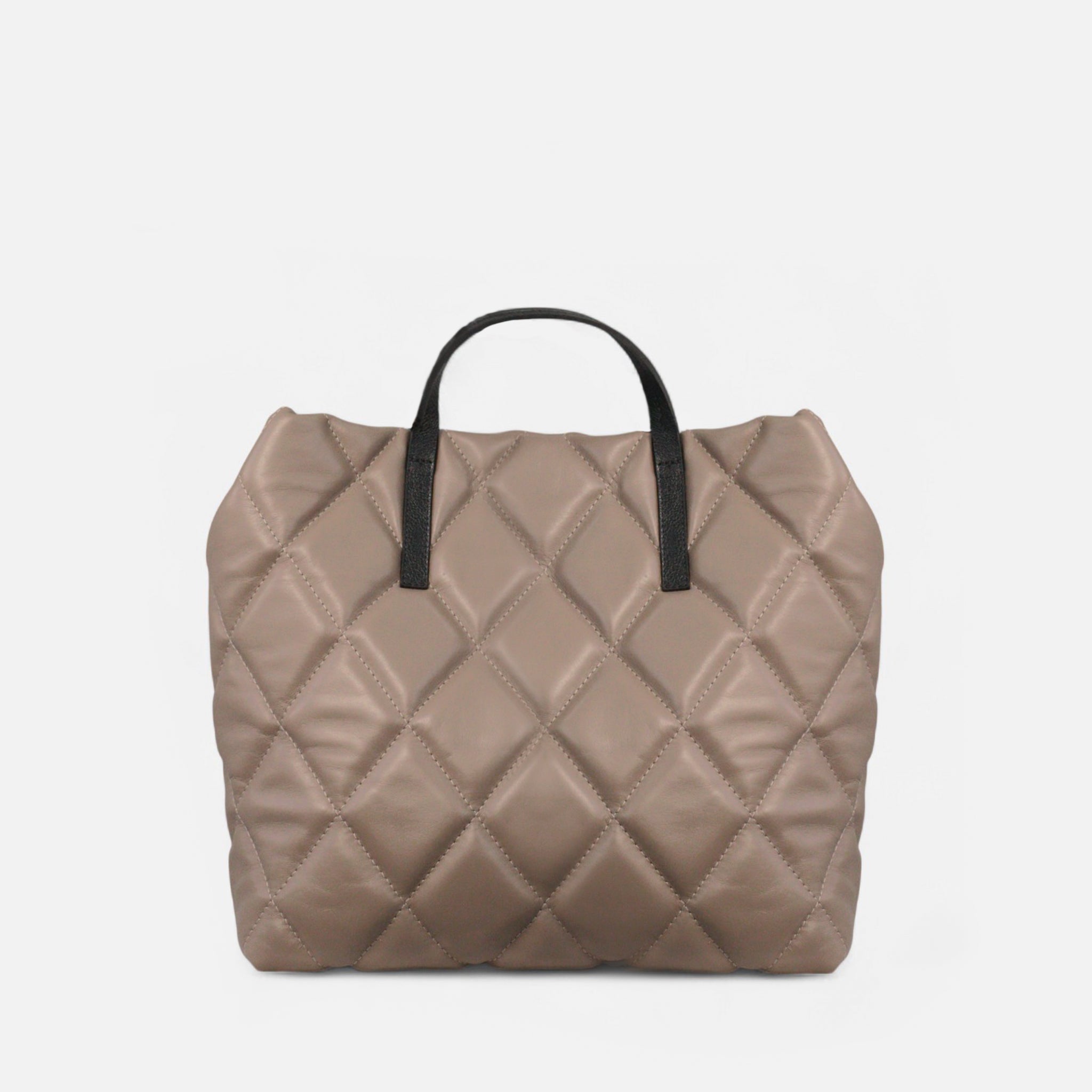 Bolsa Rafa G em Couro Grigio e Preto