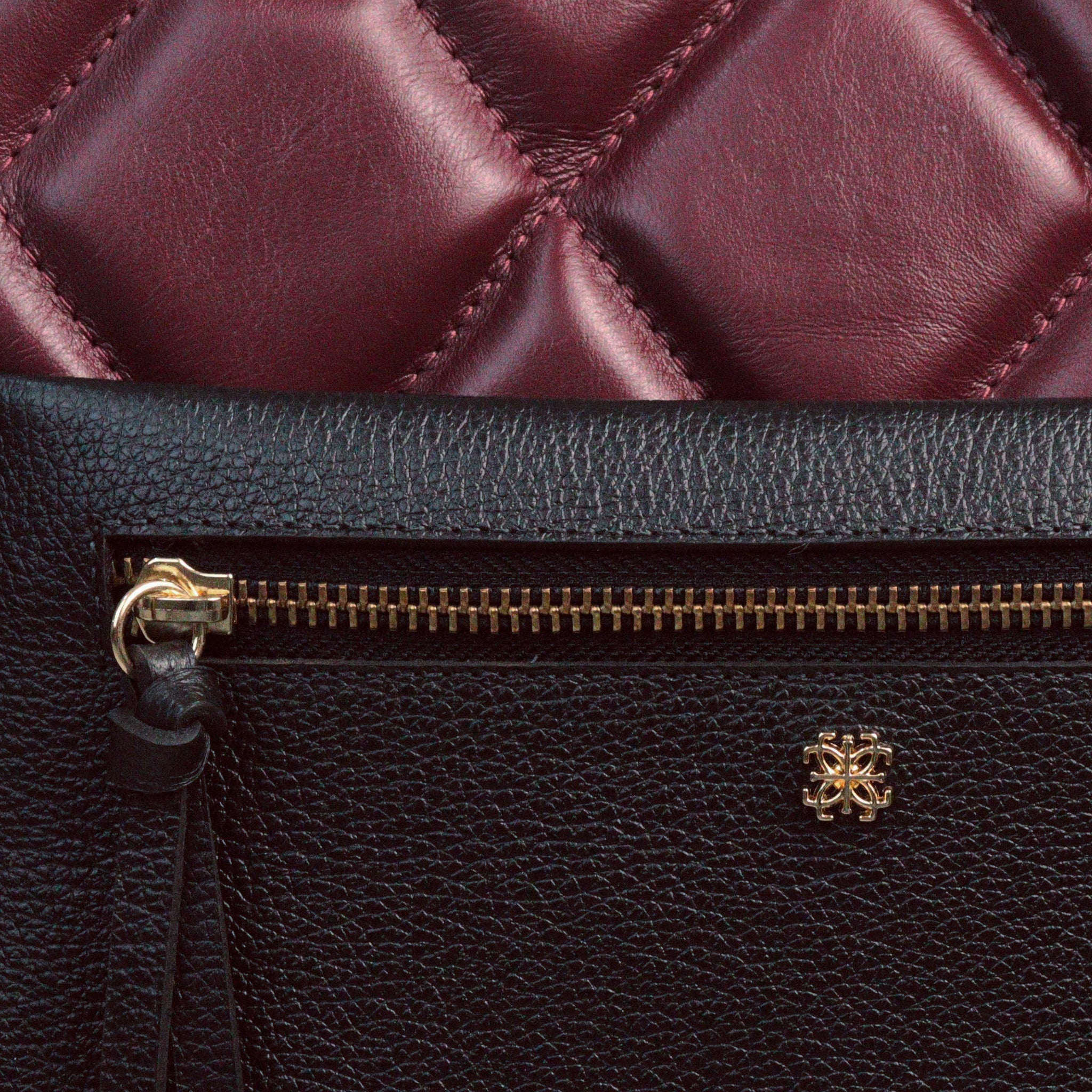 Bolsa Rafa G em Couro Cabernet e Preto