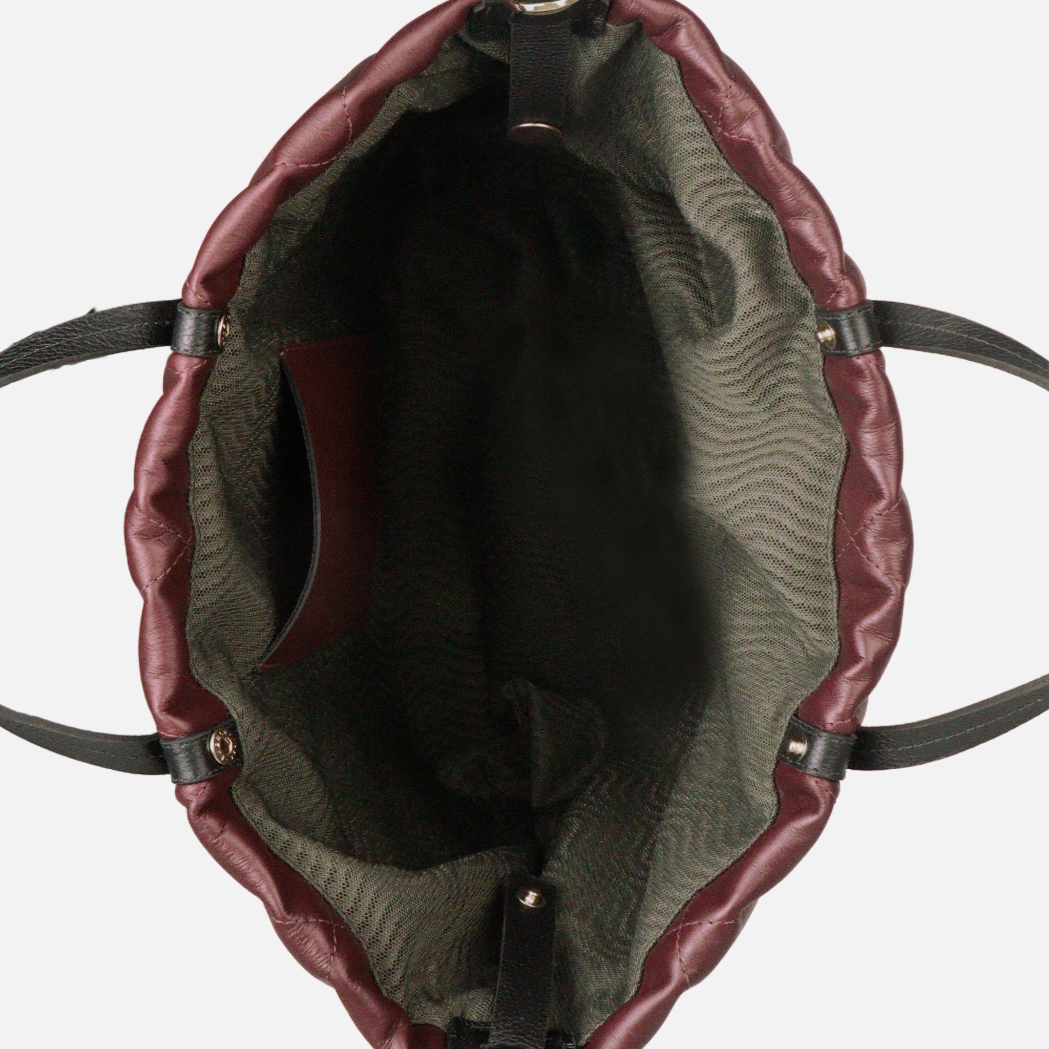 Bolsa Rafa G em Couro Cabernet e Preto