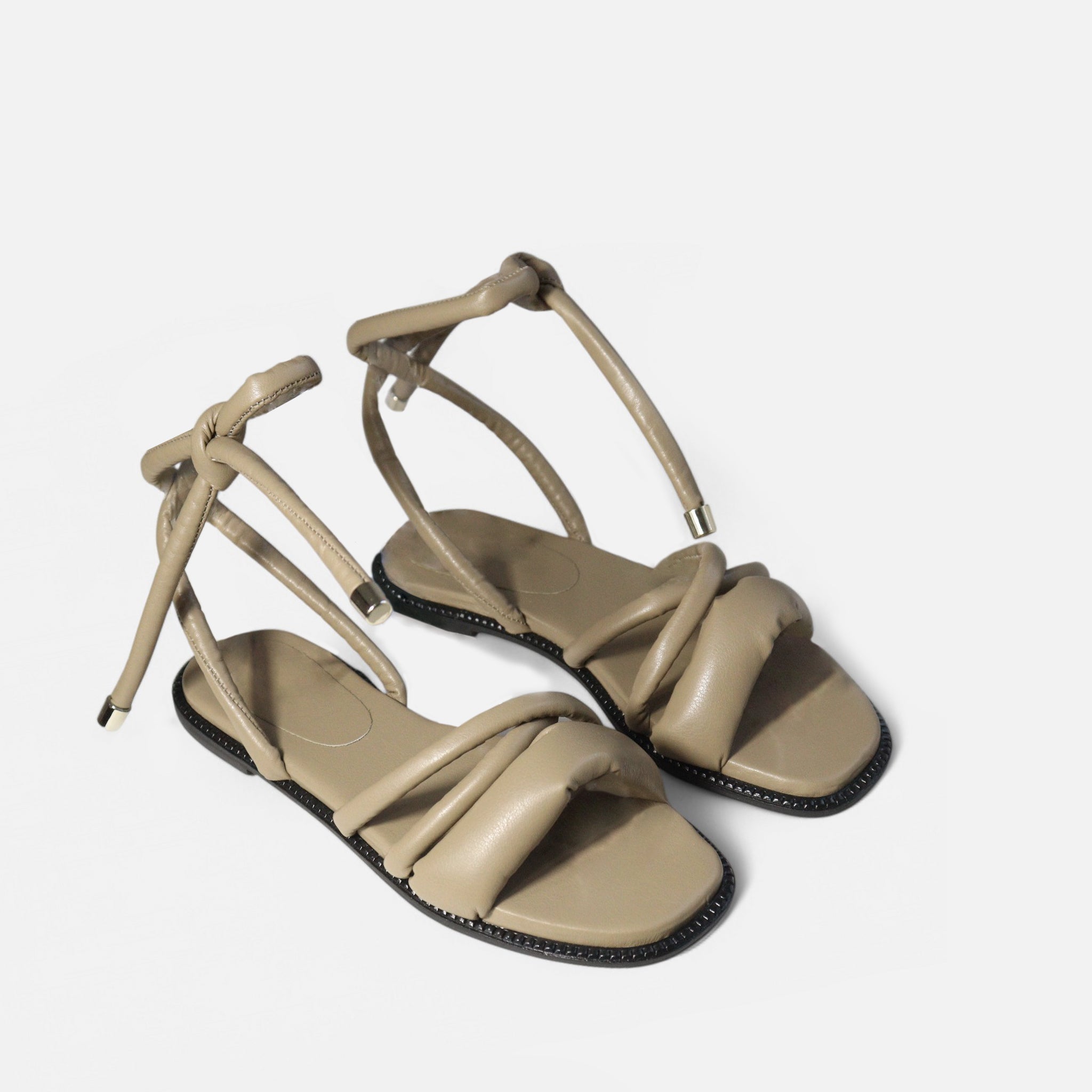 Rasteira Tiras e Amarração Pillow Khaki - Balaia