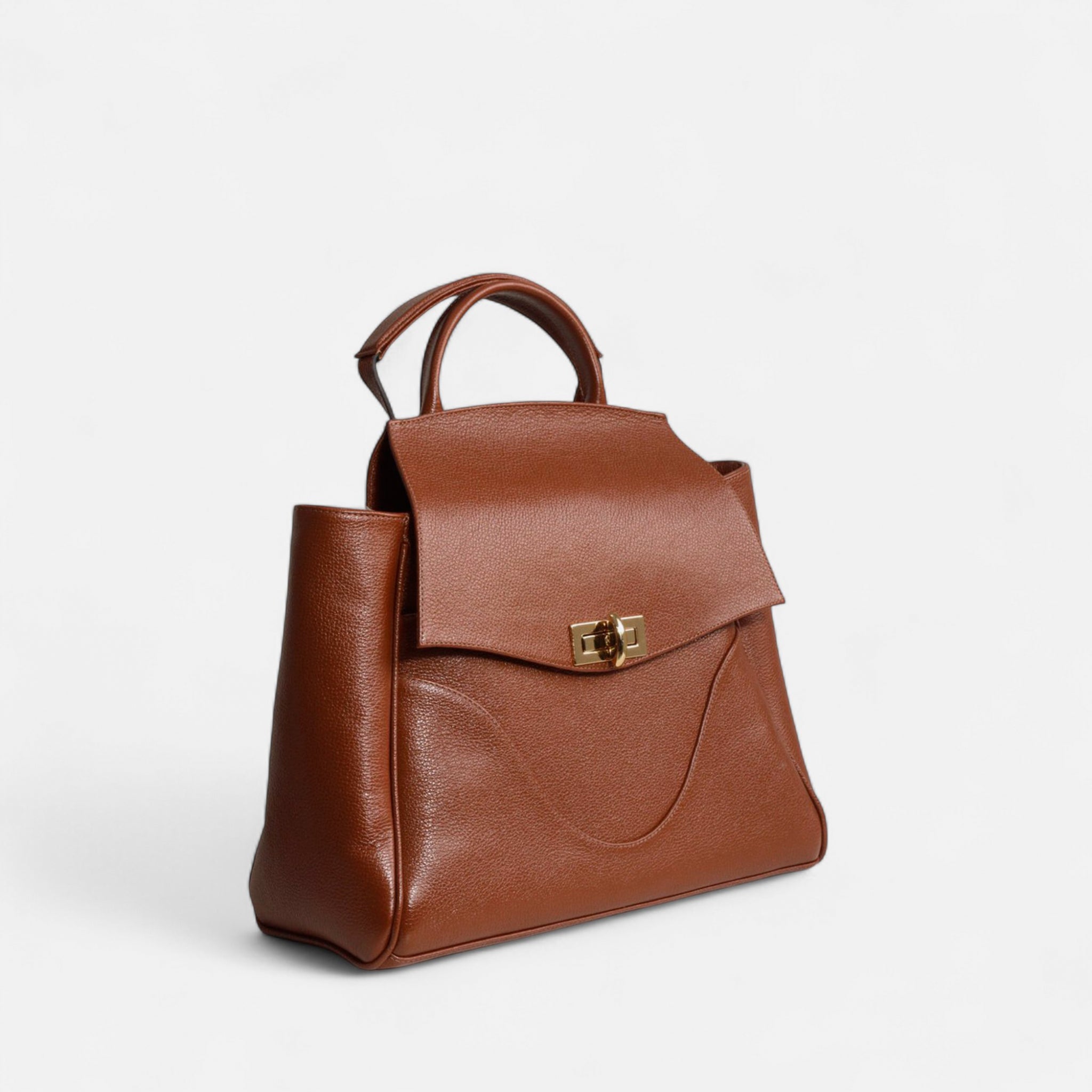 Mochila Rebeca G em Couro Conhaque