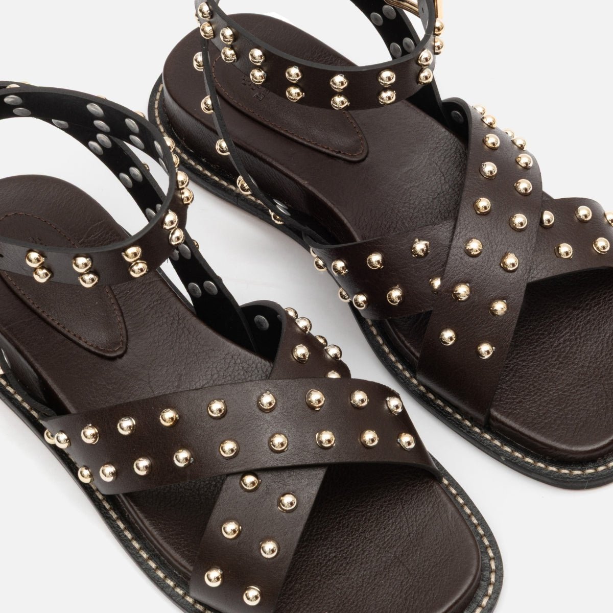 Sandália boho com aplicações café - Balaia