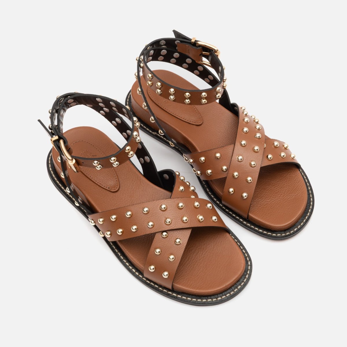 Sandália boho com aplicações carmel - Balaia