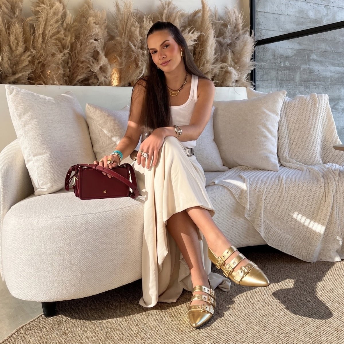Sapatilha Mary Jane Rocker em Couro Ouro Light - Balaia