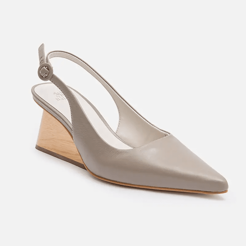 Scarpin Slingback Salto Arquitetônico Couro Cinza - Balaia