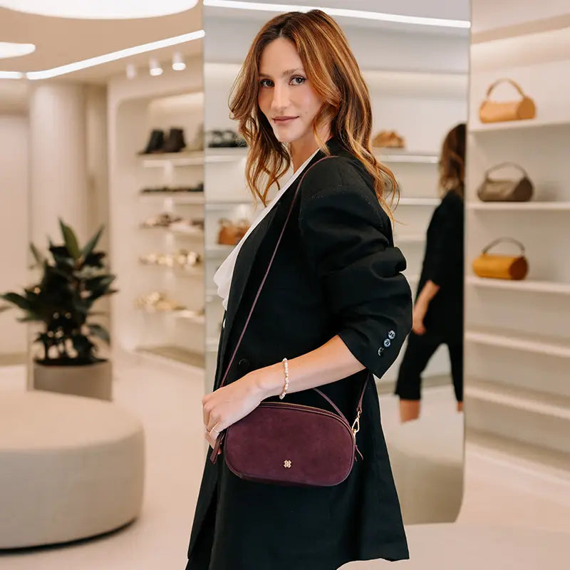 Bolsa Lívia em Couro Cabernet