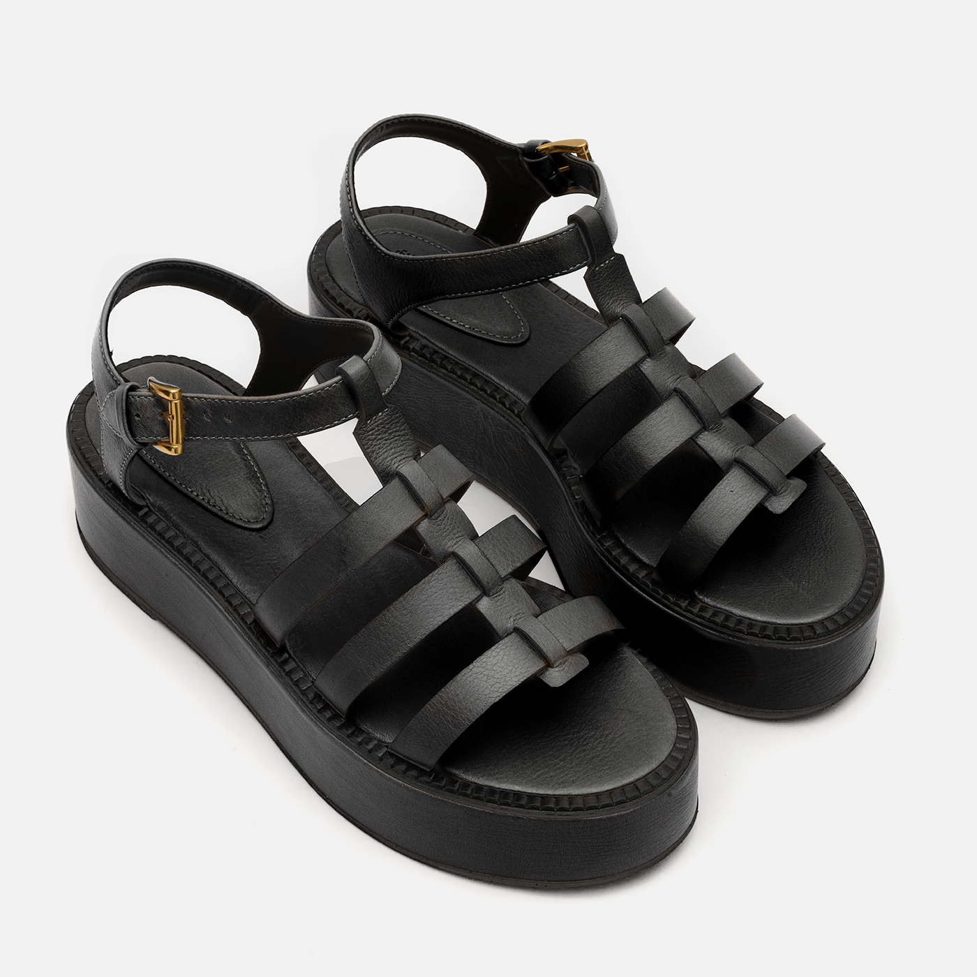 Flatform Fisherman em Couro Preto