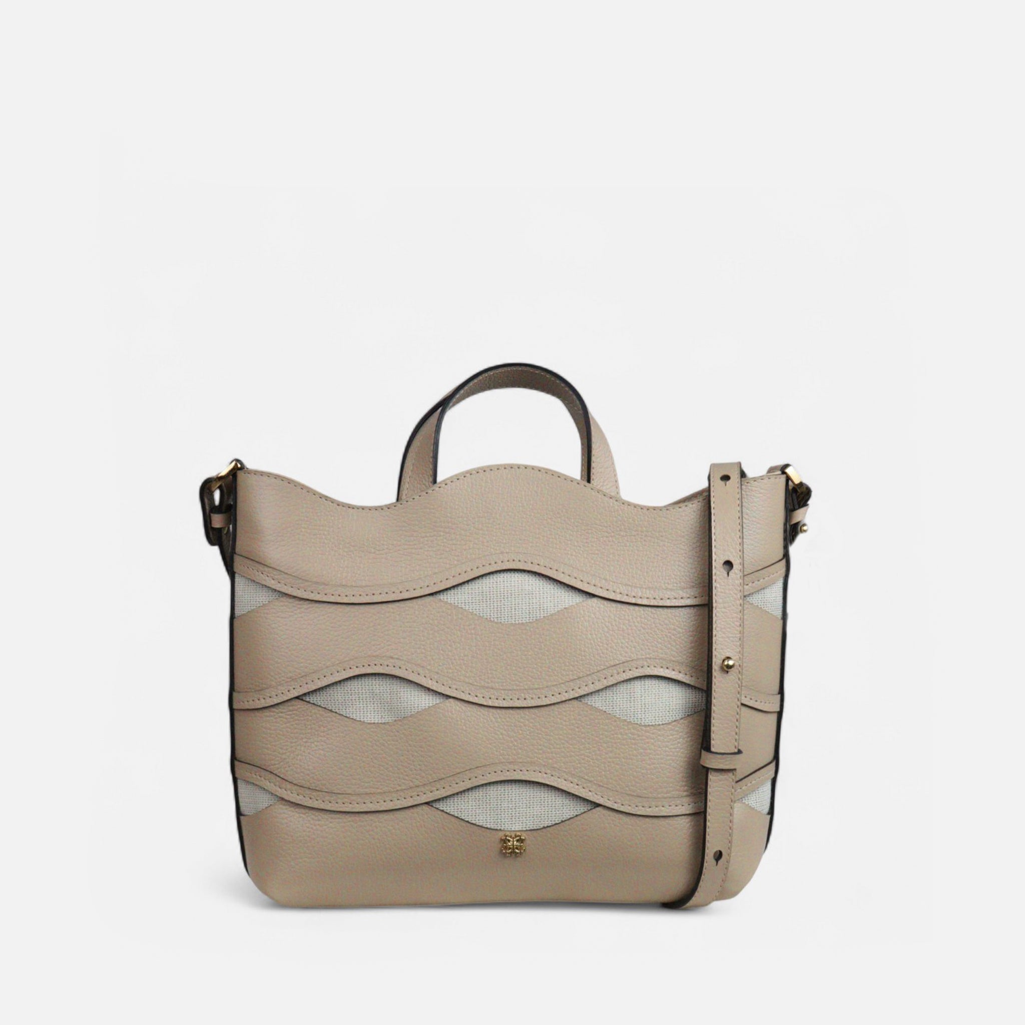 Bolsa Wave em Couro Bege