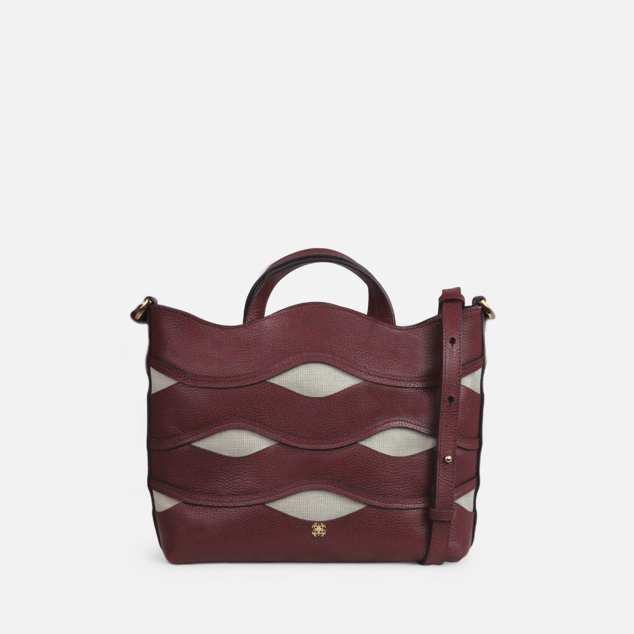 Bolsa Wave em Couro Cabernet