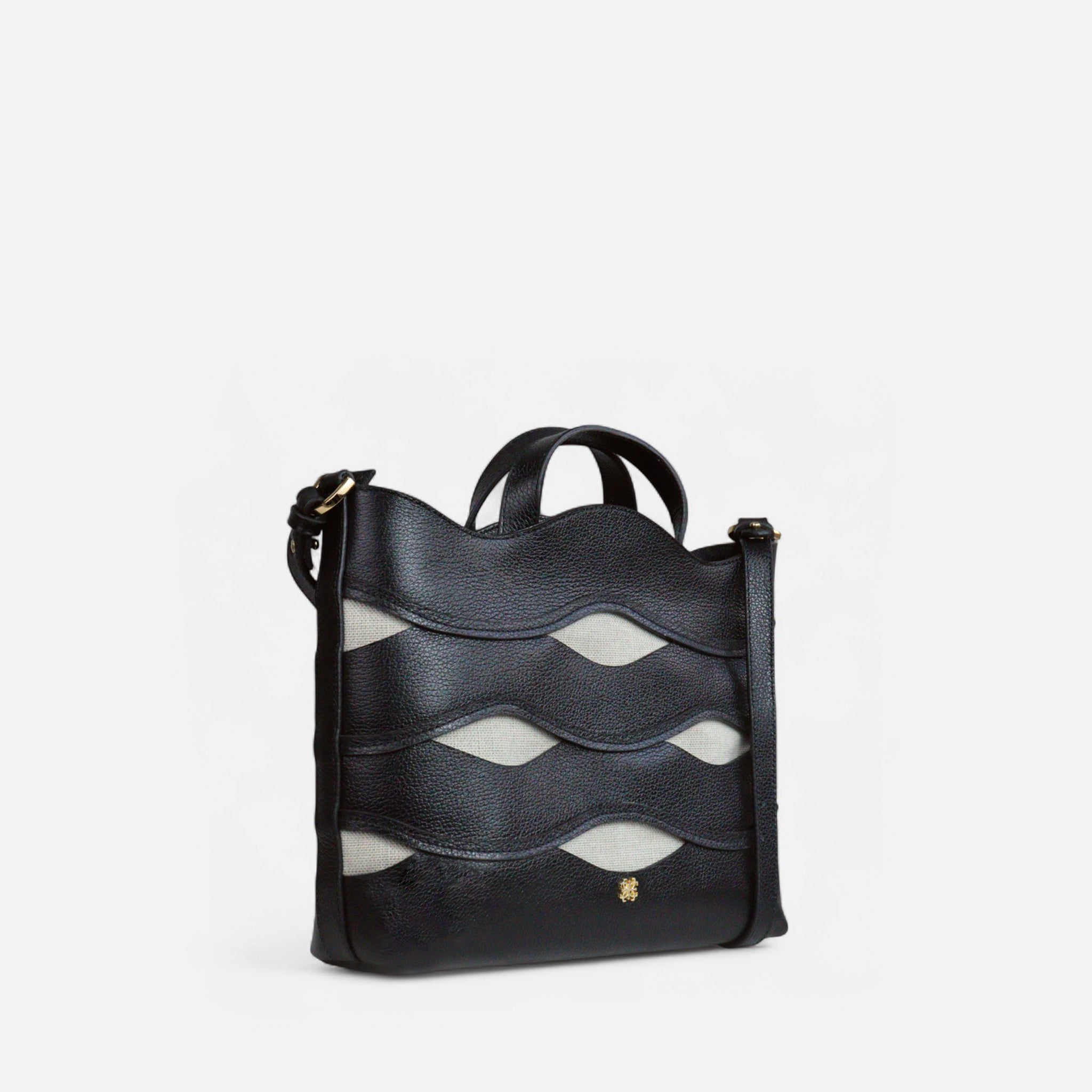 Bolsa Wave em Couro Preto